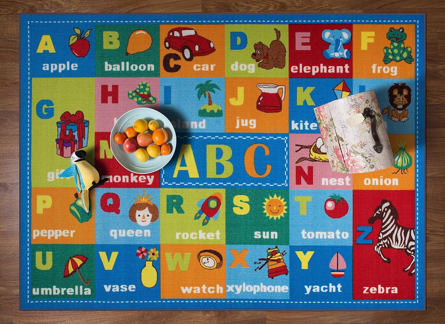 imageRugshop Kids Educational Learning Alphabet Symbols Non Skid Non Slip Area Rug 5 x 7 MultiMulti Color