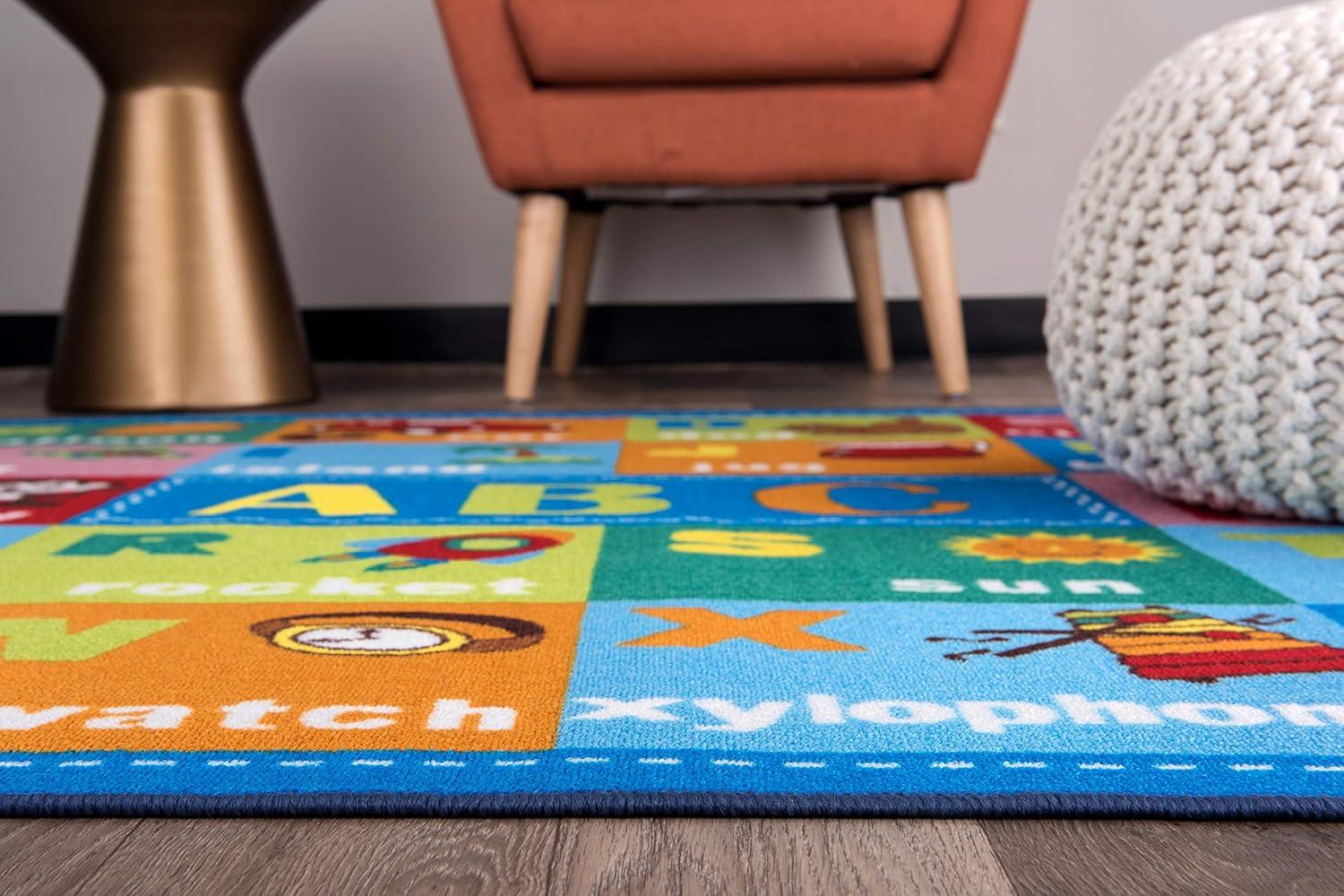 imageRugshop Kids Educational Learning Alphabet Symbols Non Skid Non Slip Area Rug 5 x 7 MultiMulti Color