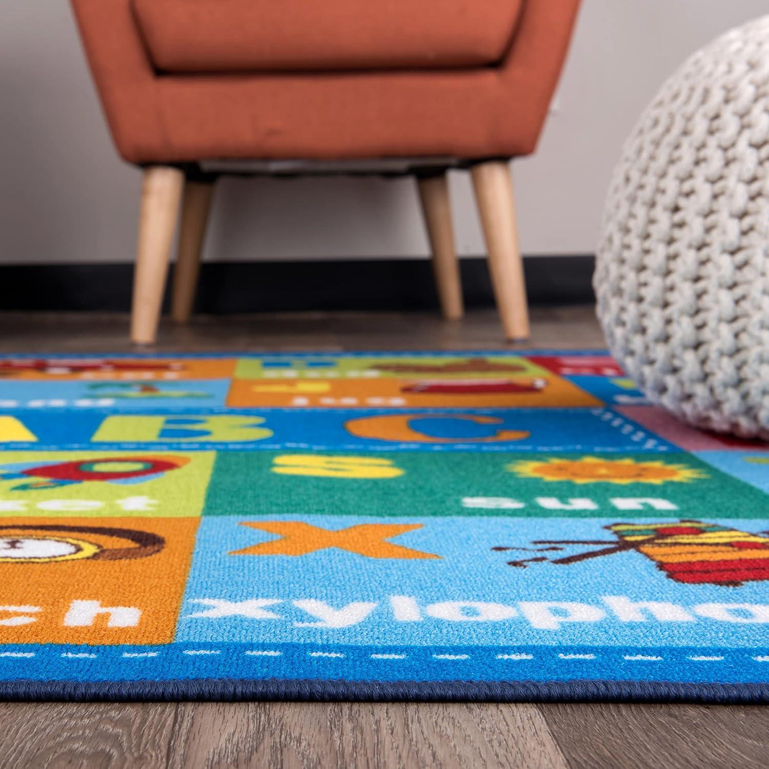 imageRugshop Kids Educational Learning Alphabet Symbols Non Skid Non Slip Area Rug 5 x 7 MultiMulti Color