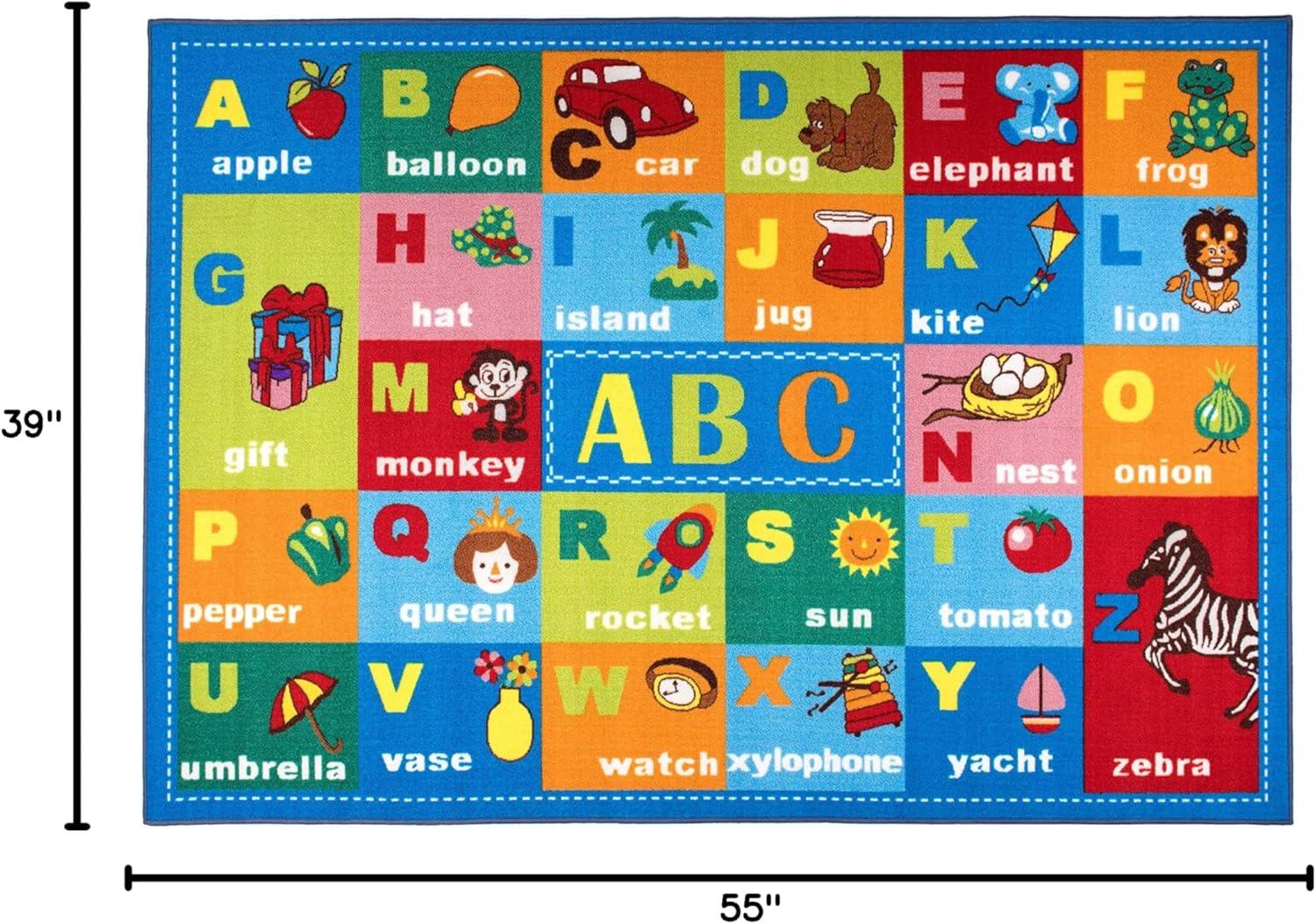 imageRugshop Kids Educational Learning Alphabet Symbols Non Skid Non Slip Area Rug 5 x 7 MultiMulti Color