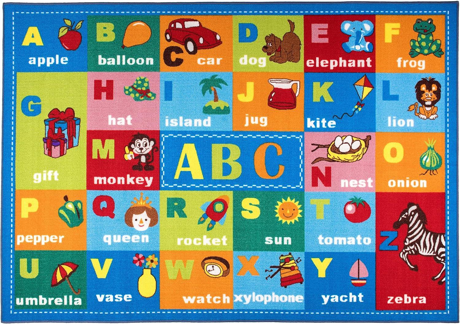 imageRugshop Kids Educational Learning Alphabet Symbols Non Skid Non Slip Area Rug 5 x 7 MultiMulti Color