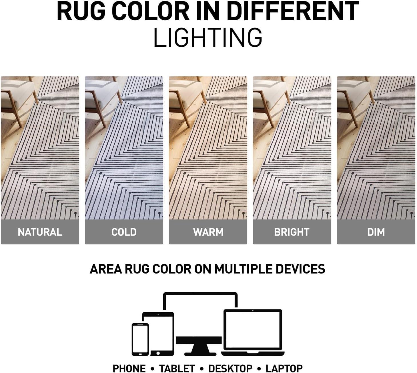 imageRugshop Marbella Bohemian Stripes Washable Non Slip Area Rug 5 x 7 BeigeBeige