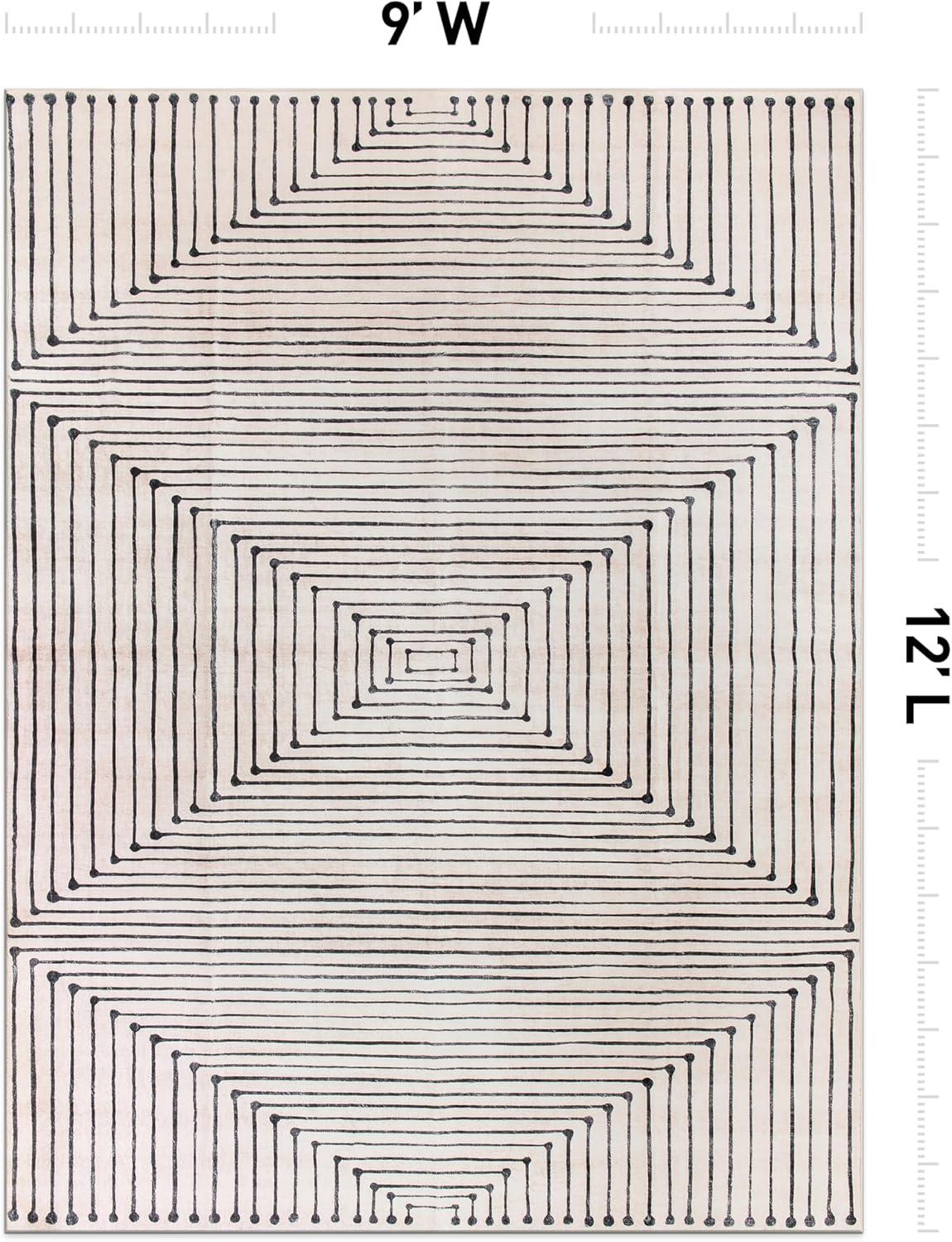imageRugshop Marbella Bohemian Stripes Washable Non Slip Area Rug 5 x 7 BeigeBeige
