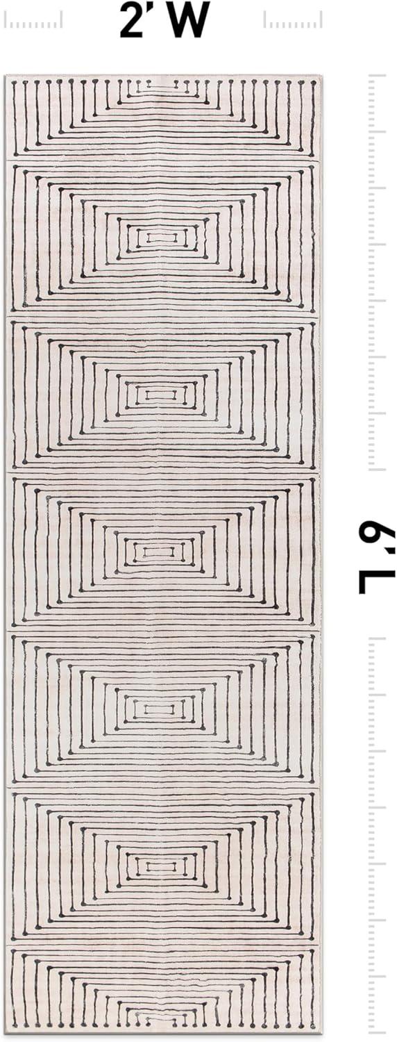 imageRugshop Marbella Bohemian Stripes Washable Non Slip Area Rug 5 x 7 BeigeBeige