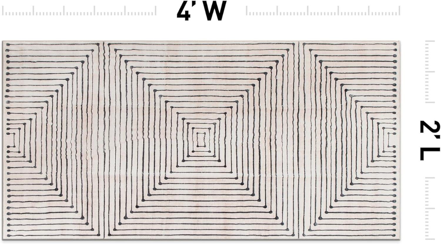 imageRugshop Marbella Bohemian Stripes Washable Non Slip Area Rug 5 x 7 BeigeBeige
