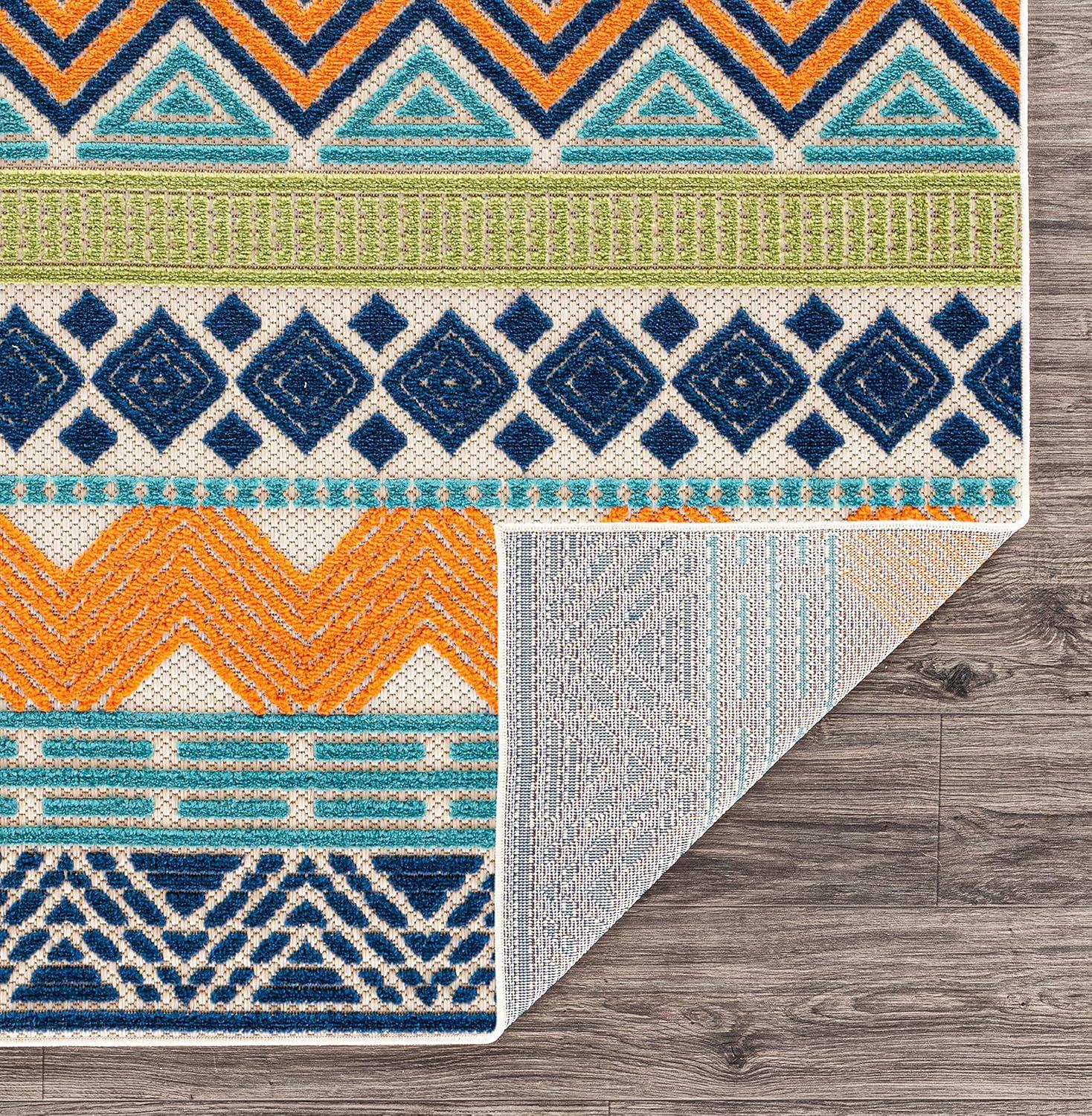imageRugshop Marbella Contemporary Boho NonShedding Patio Deck Backyard IndoorOutdoor Area Rug 5 x 7 GrayMulti Color