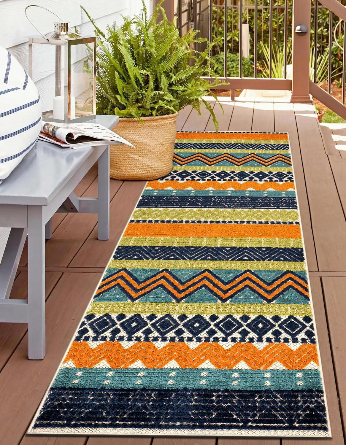 imageRugshop Marbella Contemporary Boho NonShedding Patio Deck Backyard IndoorOutdoor Area Rug 5 x 7 GrayMulti Color