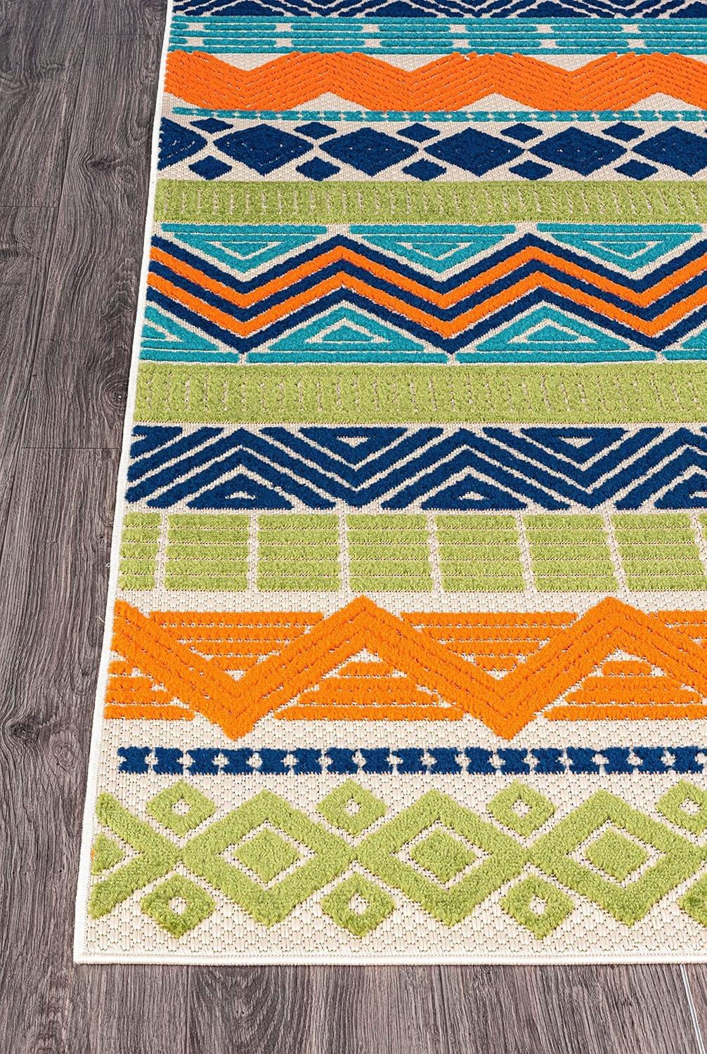 imageRugshop Marbella Contemporary Boho NonShedding Patio Deck Backyard IndoorOutdoor Area Rug 5 x 7 GrayMulti Color