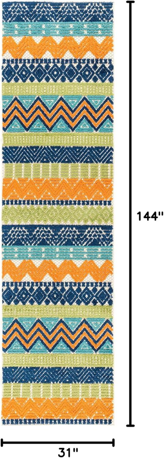 imageRugshop Marbella Contemporary Boho NonShedding Patio Deck Backyard IndoorOutdoor Area Rug 5 x 7 GrayMulti Color