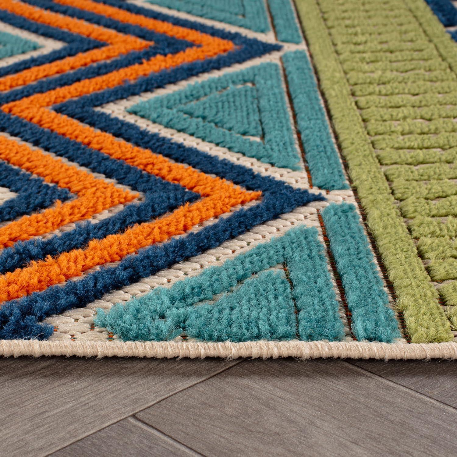 imageRugshop Marbella Contemporary Boho NonShedding Patio Deck Backyard IndoorOutdoor Area Rug 5 x 7 GrayMulti Color