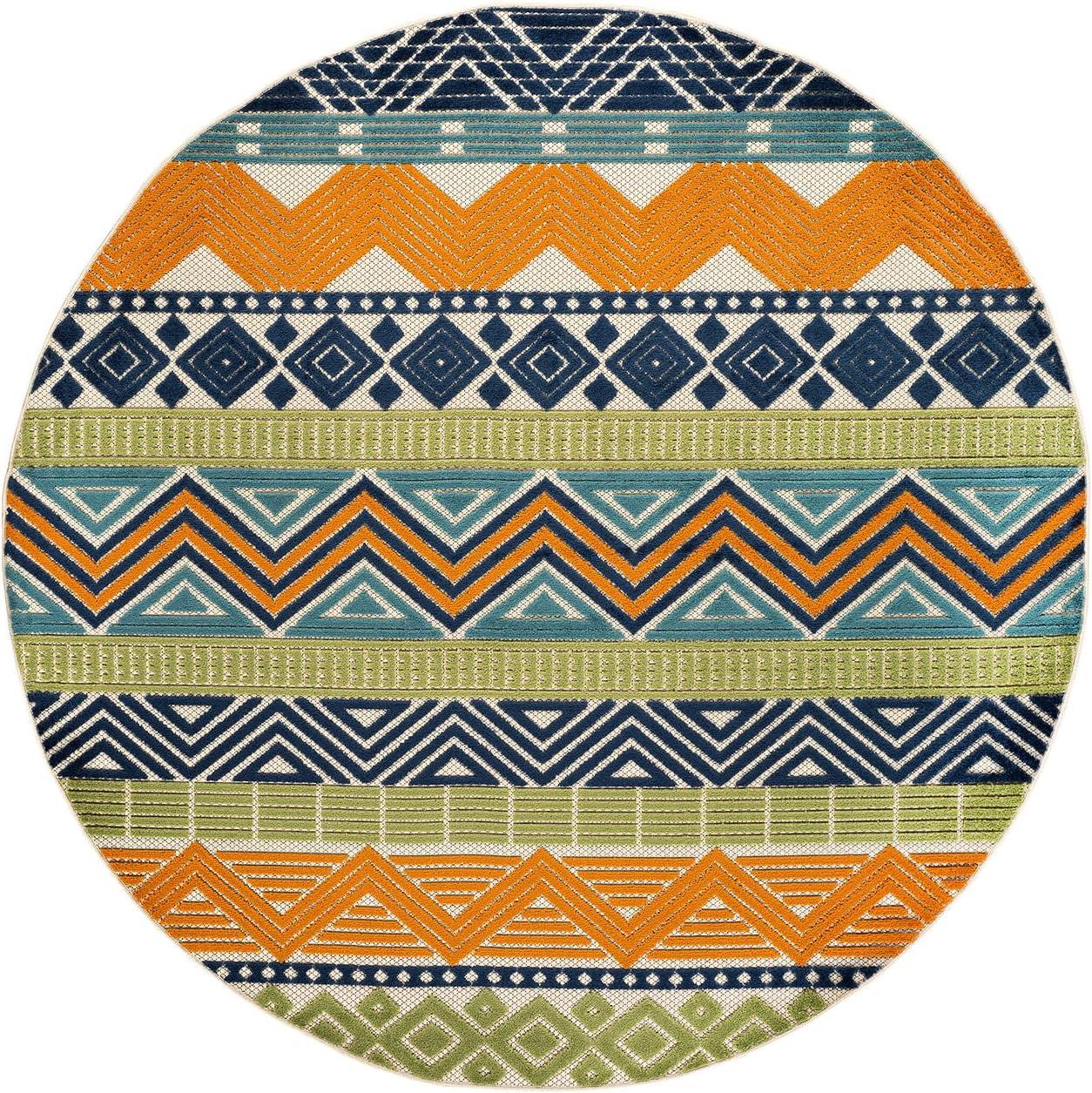 imageRugshop Marbella Contemporary Boho NonShedding Patio Deck Backyard IndoorOutdoor Area Rug 5 x 7 GrayMulti Color