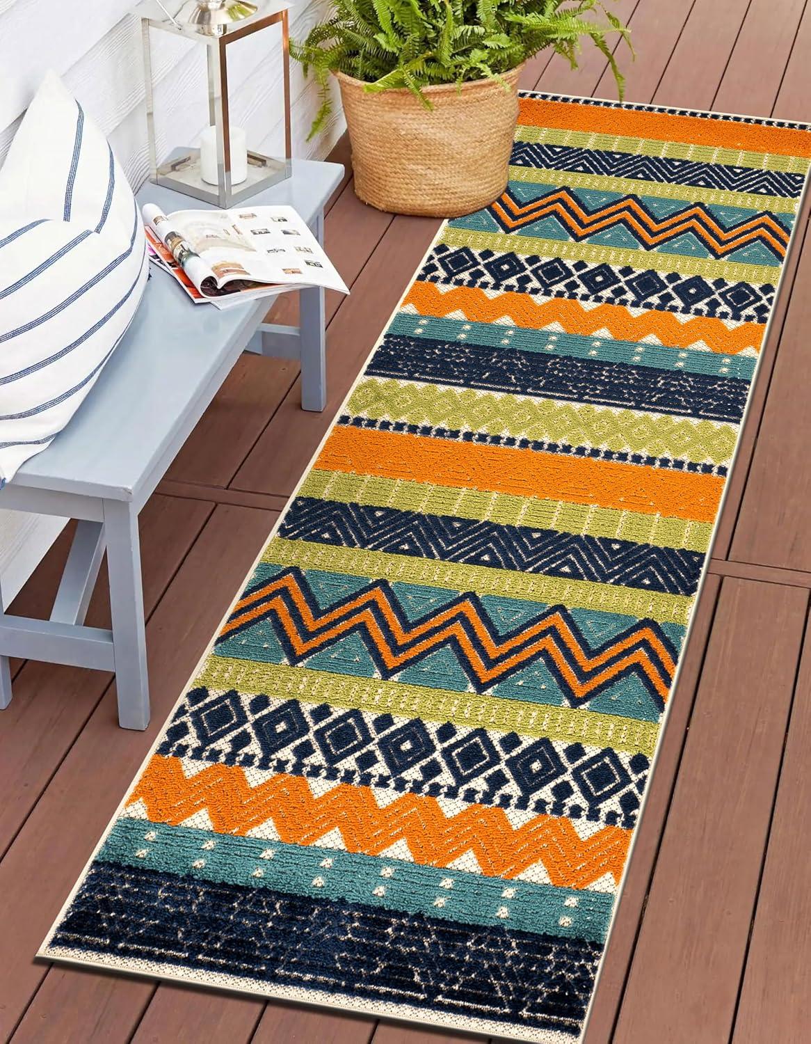 imageRugshop Marbella Contemporary Boho NonShedding Patio Deck Backyard IndoorOutdoor Area Rug 5 x 7 GrayMulti Color