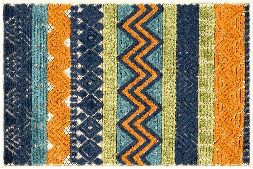 imageRugshop Marbella Contemporary Boho NonShedding Patio Deck Backyard IndoorOutdoor Area Rug 5 x 7 GrayMulti Color
