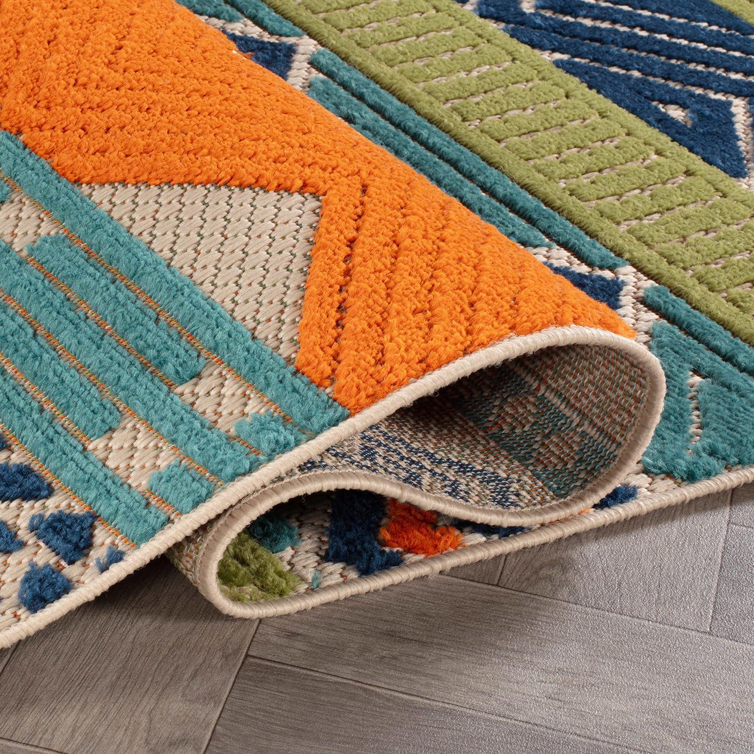 imageRugshop Marbella Contemporary Boho NonShedding Patio Deck Backyard IndoorOutdoor Area Rug 5 x 7 GrayMulti Color