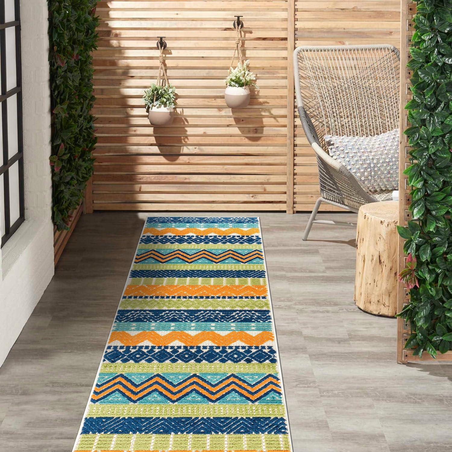 imageRugshop Marbella Contemporary Boho NonShedding Patio Deck Backyard IndoorOutdoor Area Rug 5 x 7 GrayMulti Color