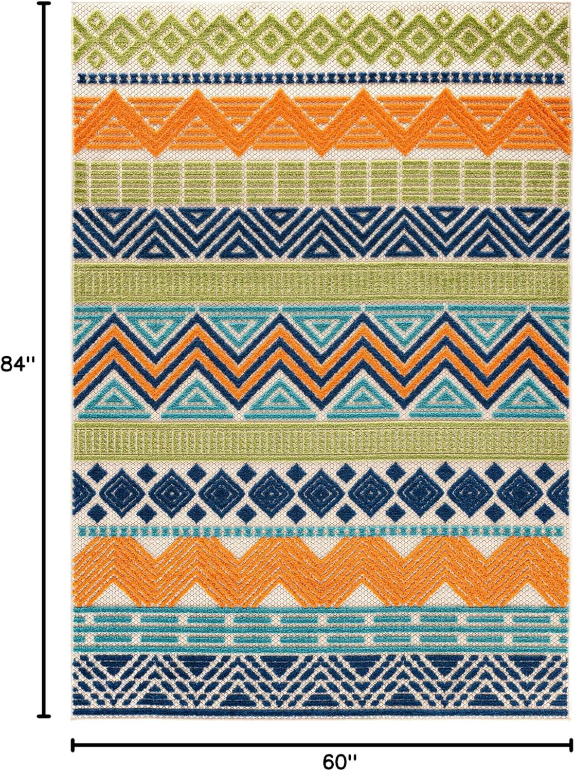 imageRugshop Marbella Contemporary Boho NonShedding Patio Deck Backyard IndoorOutdoor Area Rug 5 x 7 GrayMulti Color