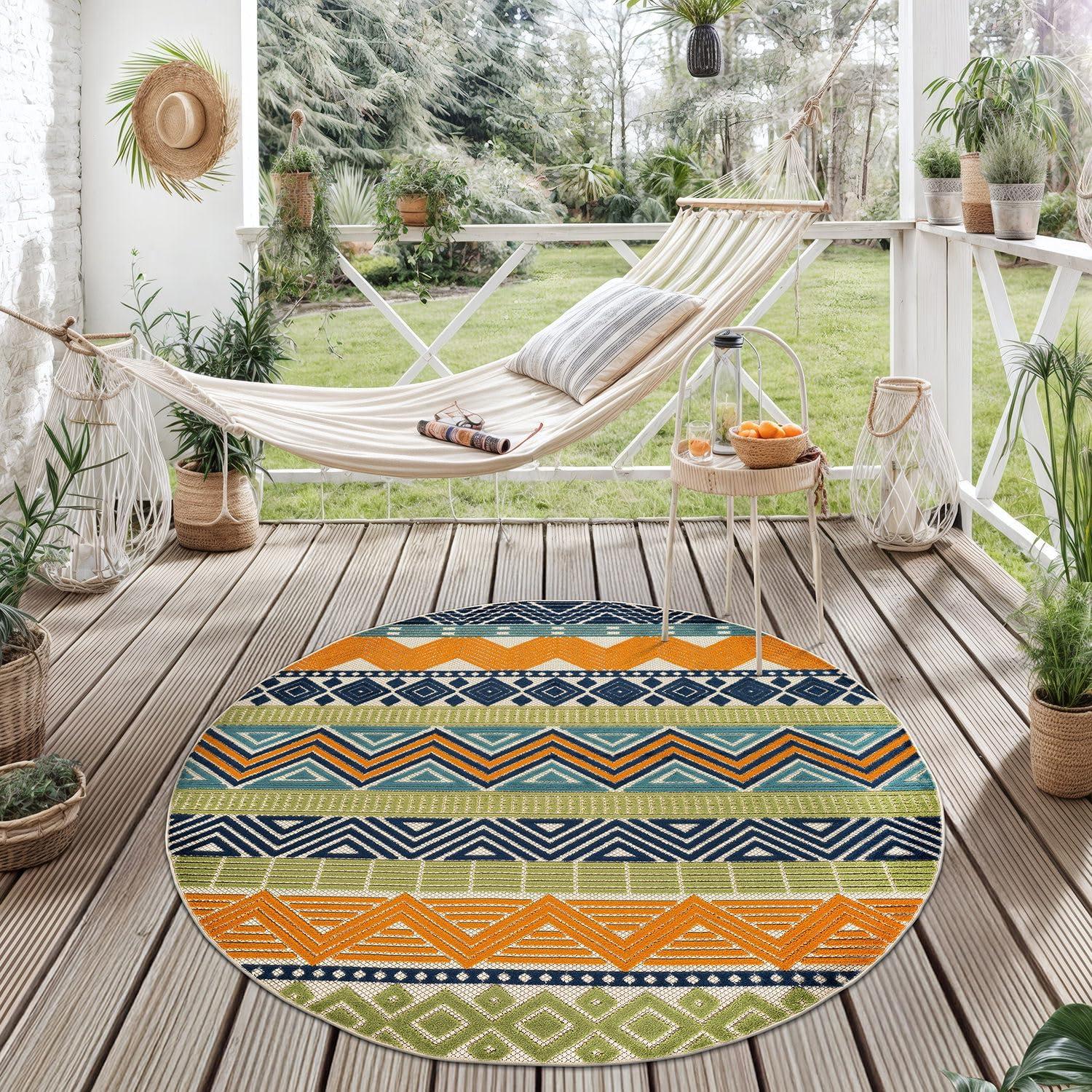 imageRugshop Marbella Contemporary Boho NonShedding Patio Deck Backyard IndoorOutdoor Area Rug 5 x 7 GrayMulti Color
