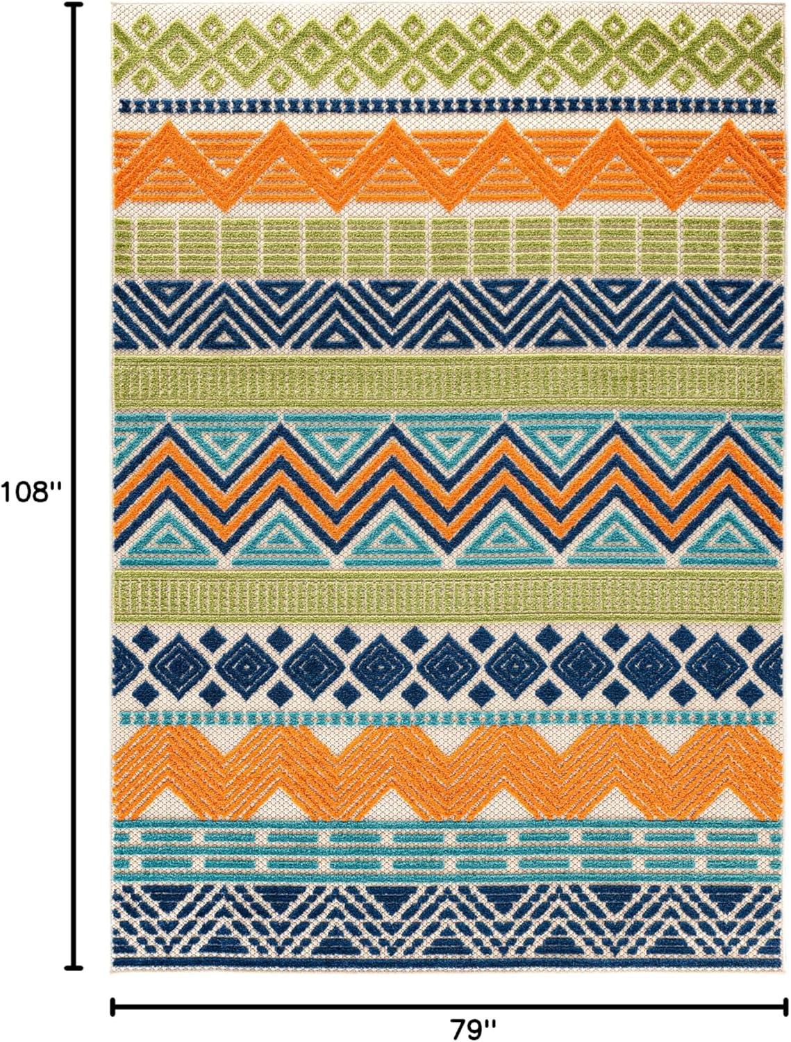 imageRugshop Marbella Contemporary Boho NonShedding Patio Deck Backyard IndoorOutdoor Area Rug 5 x 7 GrayMulti Color