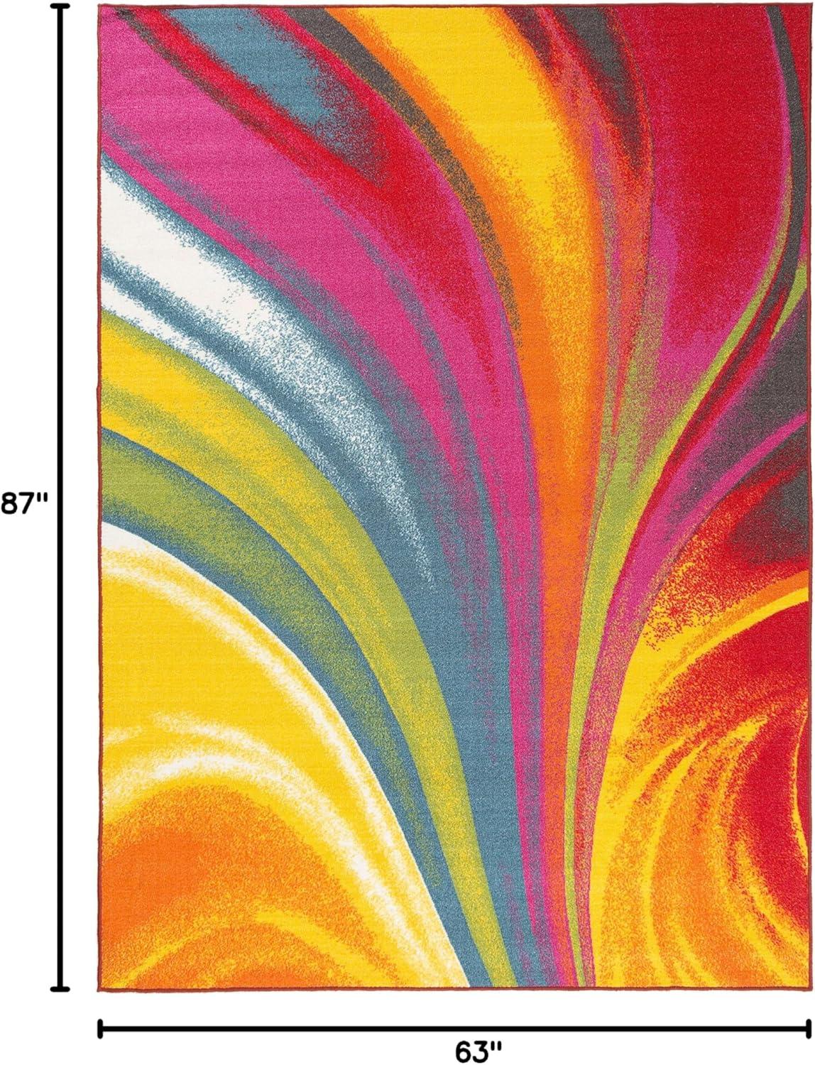 imageRugshop Modern Contemporary Waves NonSlip NonSkid Area Rug 5 X 7 5 3quot X 7 3quot MultiMulti Color