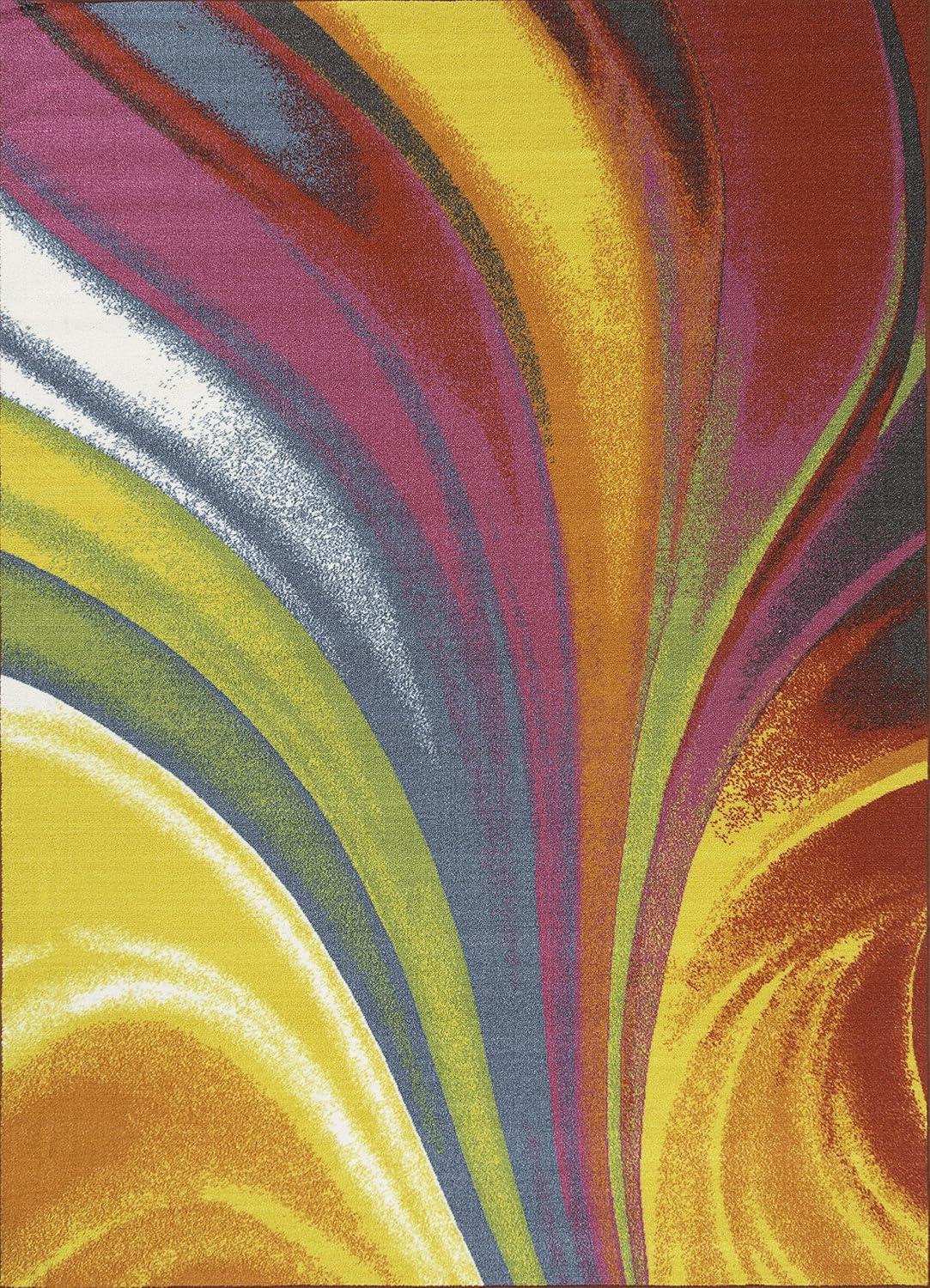 imageRugshop Modern Contemporary Waves NonSlip NonSkid Area Rug 5 X 7 5 3quot X 7 3quot MultiMulti Color