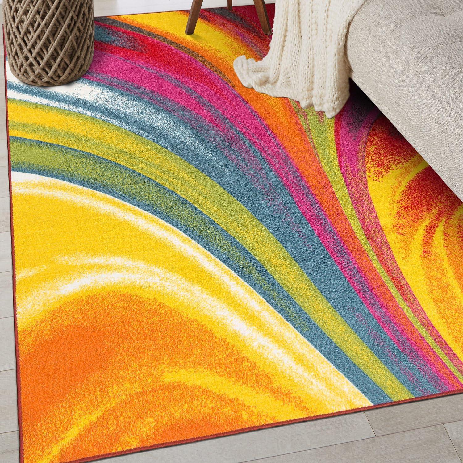 imageRugshop Modern Contemporary Waves NonSlip NonSkid Area Rug 5 X 7 5 3quot X 7 3quot MultiMulti Color