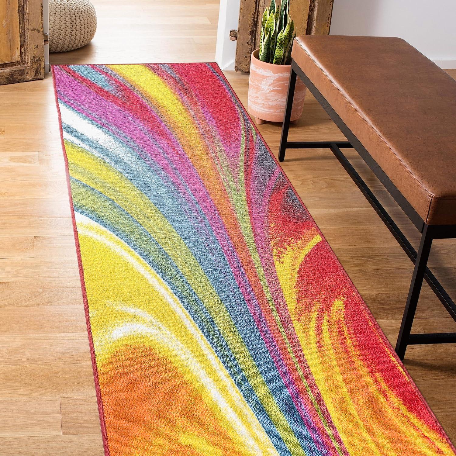 imageRugshop Modern Contemporary Waves NonSlip NonSkid Area Rug 5 X 7 5 3quot X 7 3quot MultiMulti Color