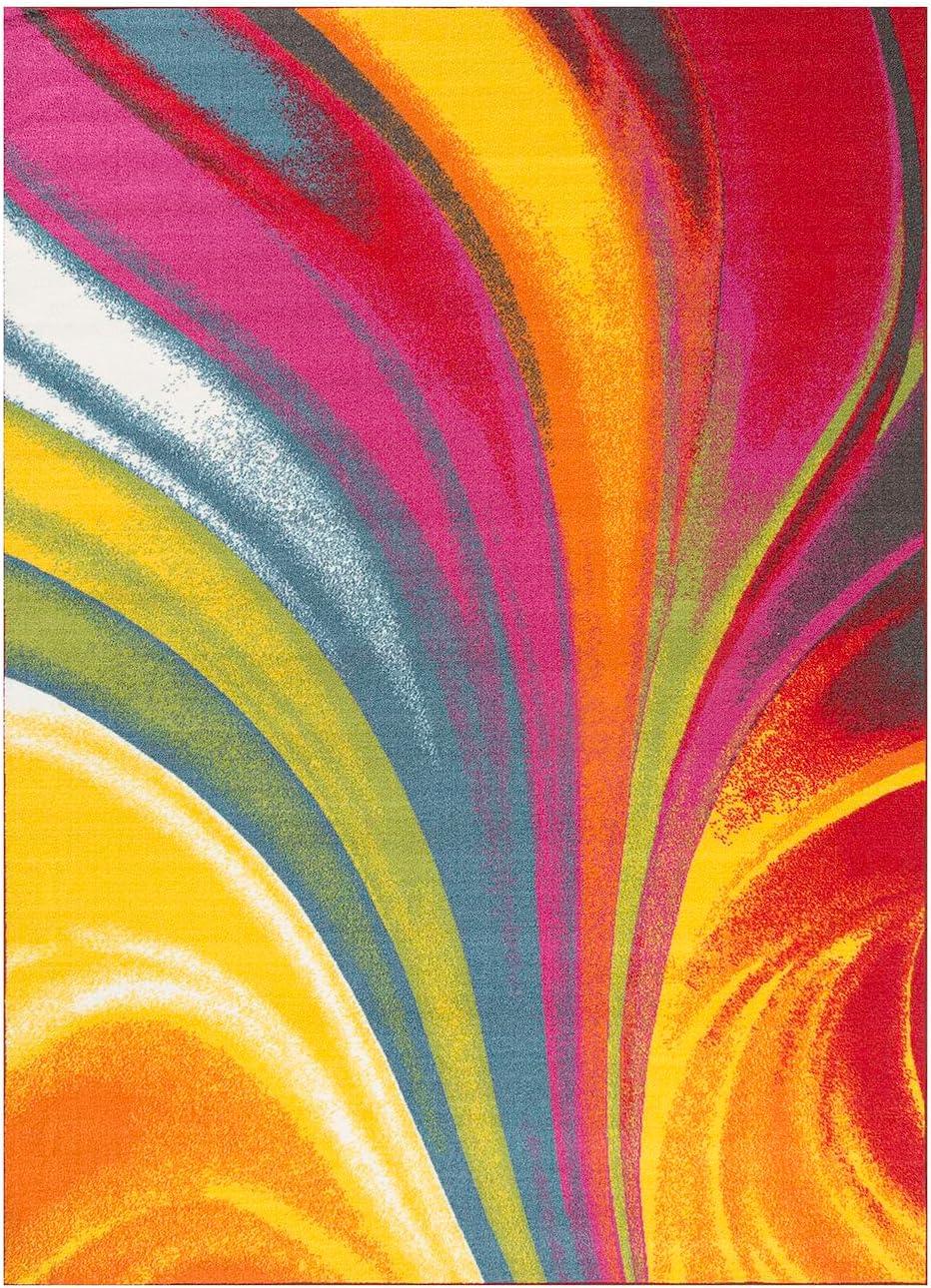 imageRugshop Modern Contemporary Waves NonSlip NonSkid Area Rug 5 X 7 5 3quot X 7 3quot MultiMulti Color