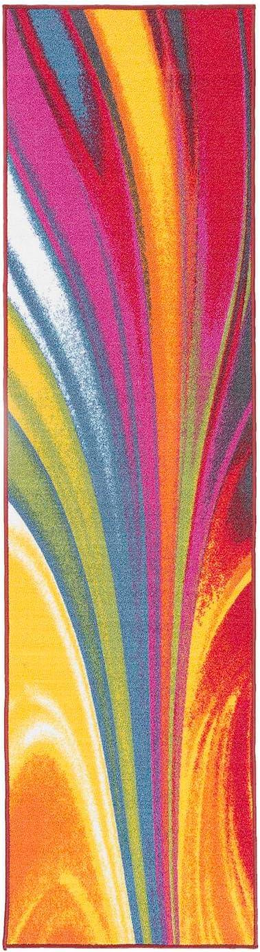 imageRugshop Modern Contemporary Waves NonSlip NonSkid Area Rug 5 X 7 5 3quot X 7 3quot MultiMulti Color