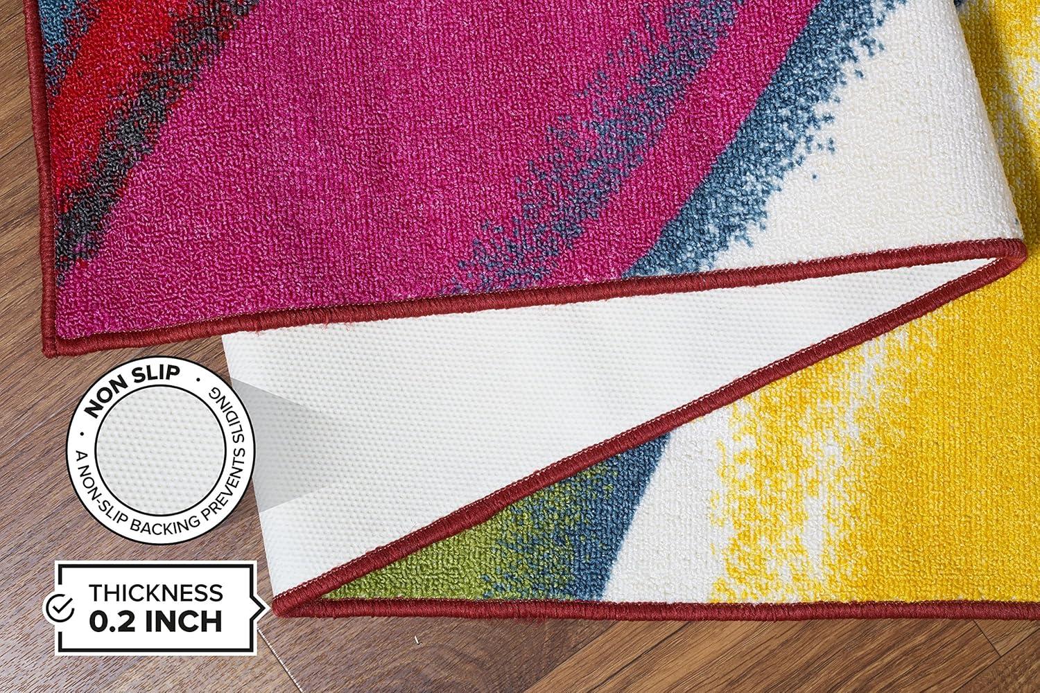 imageRugshop Modern Contemporary Waves NonSlip NonSkid Area Rug 5 X 7 5 3quot X 7 3quot MultiMulti Color