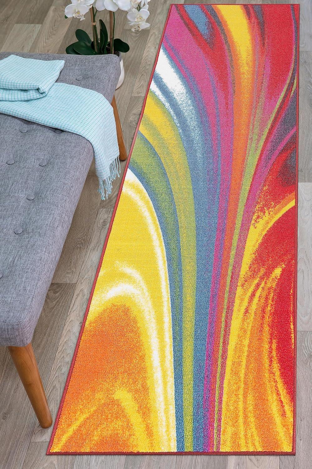 imageRugshop Modern Contemporary Waves NonSlip NonSkid Area Rug 5 X 7 5 3quot X 7 3quot MultiMulti Color