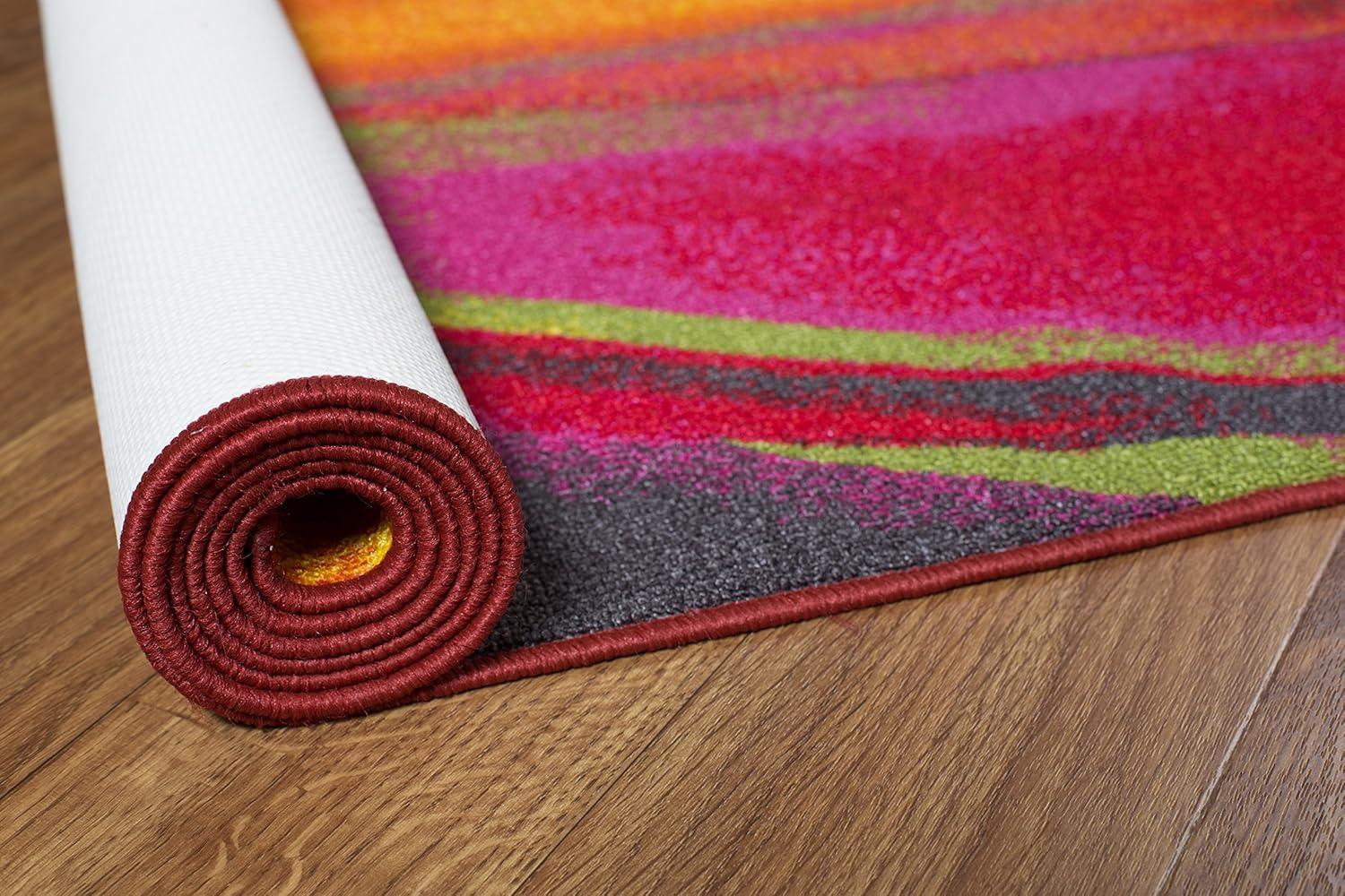 imageRugshop Modern Contemporary Waves NonSlip NonSkid Area Rug 5 X 7 5 3quot X 7 3quot MultiMulti Color