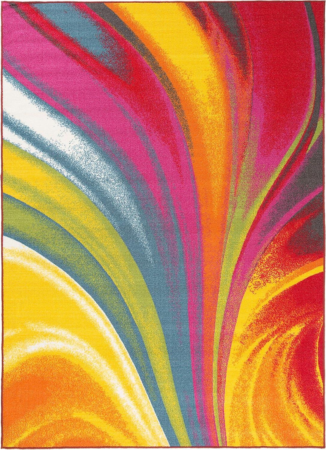 imageRugshop Modern Contemporary Waves NonSlip NonSkid Area Rug 5 X 7 5 3quot X 7 3quot MultiMulti Color