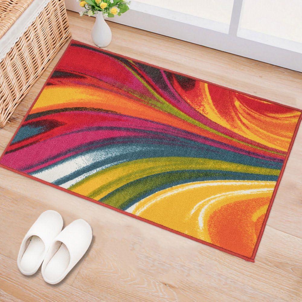 imageRugshop Modern Contemporary Waves NonSlip NonSkid Area Rug 5 X 7 5 3quot X 7 3quot MultiMulti Color