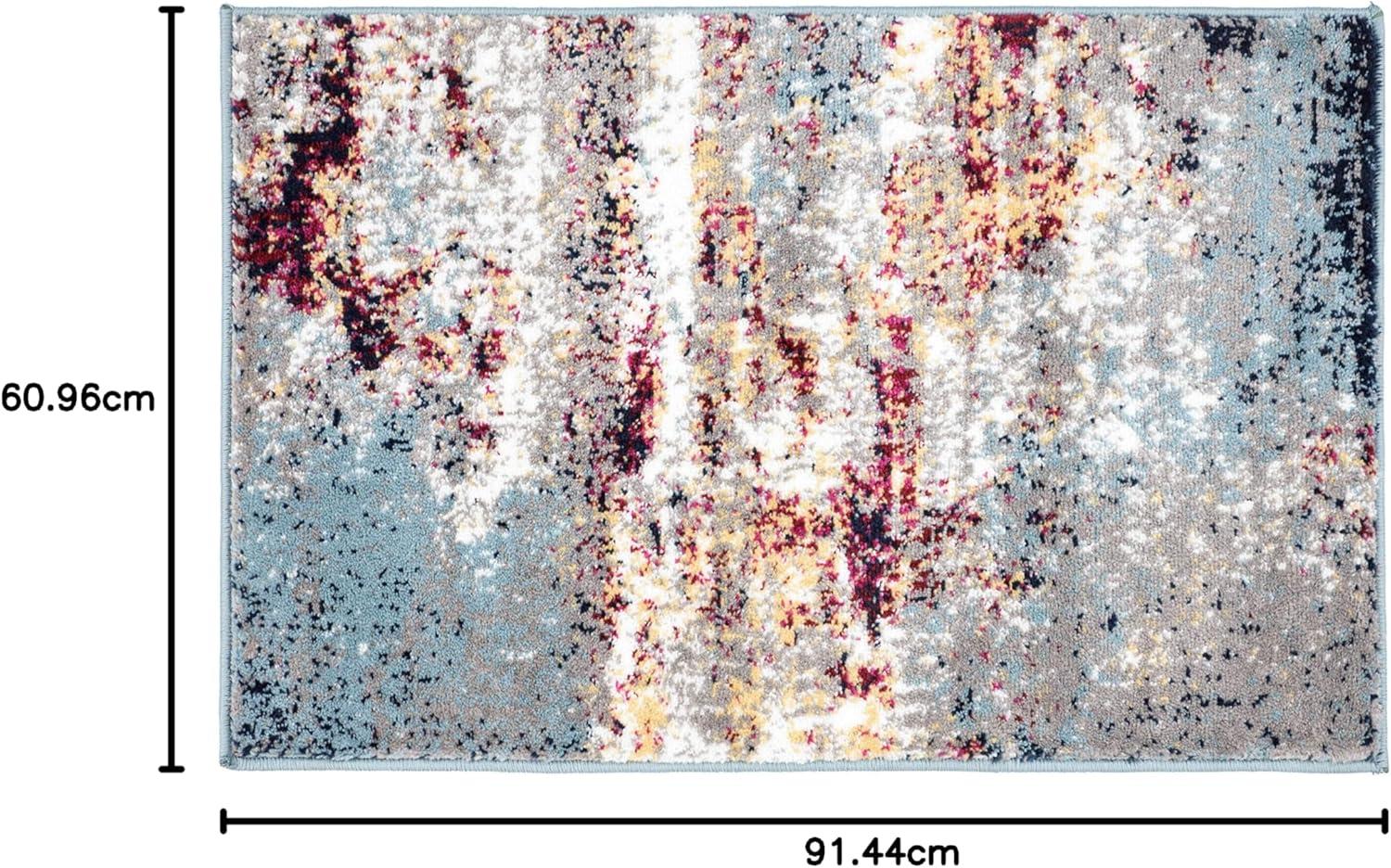 imageRugshop Modern Distressed Blue Abstract Area Rug Bohemian Inspired Watercolor for Living Room Bedroom and Dining Room 5 x 7Multi Color