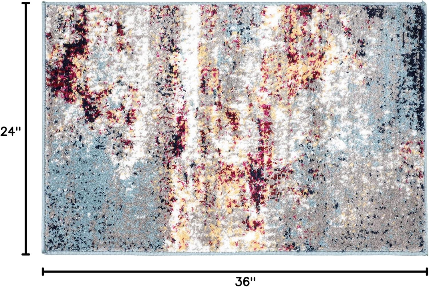 imageRugshop Modern Distressed Blue Abstract Area Rug Bohemian Inspired Watercolor for Living Room Bedroom and Dining Room 5 x 7Multi Color