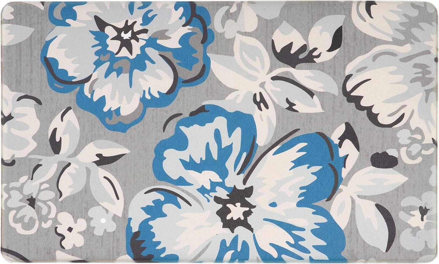 imageRugshop Modern Floral Anti Fatigue Standing Mat 18quot x 47quot CreamBlue