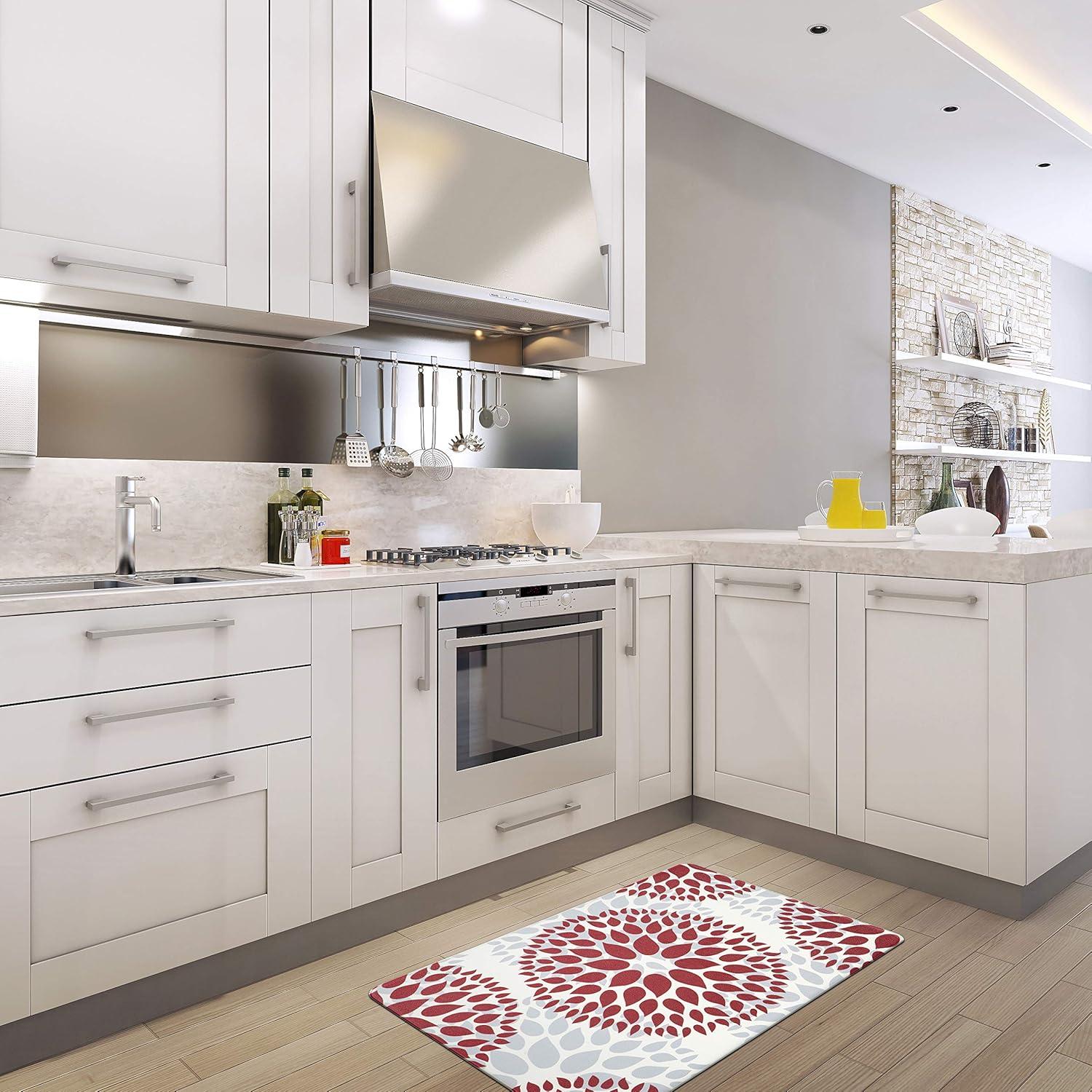 imageRugshop Modern Floral Circles Anti Fatigue Standing Mat 18quot x 47quot RedRed