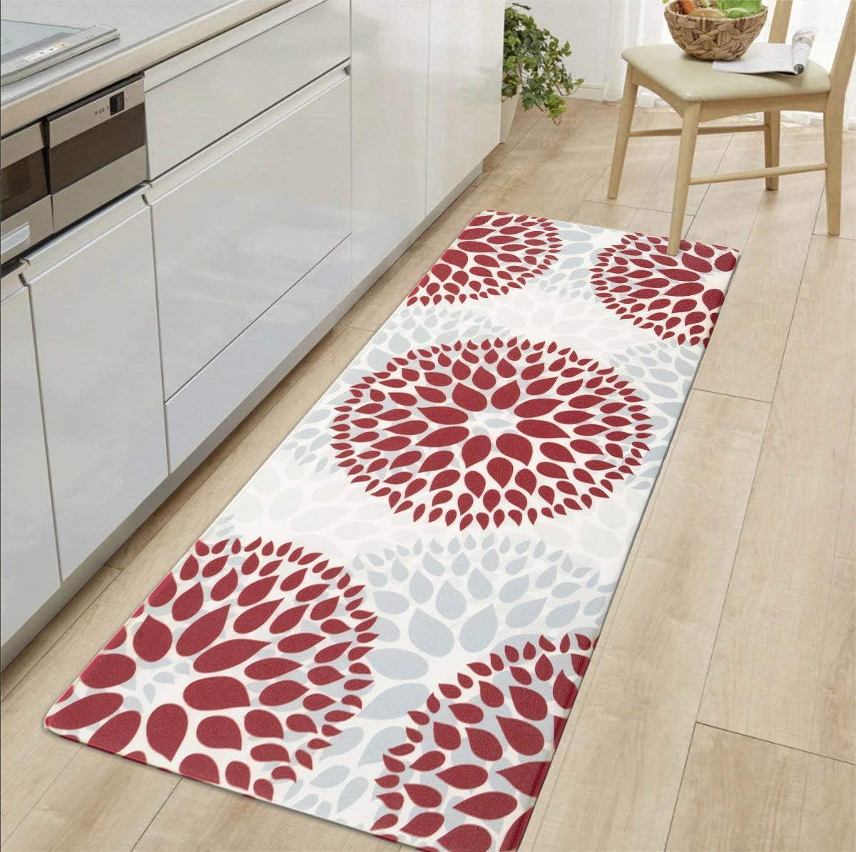imageRugshop Modern Floral Circles Anti Fatigue Standing Mat 18quot x 47quot RedRed