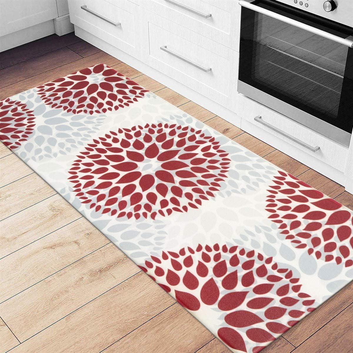 imageRugshop Modern Floral Circles Anti Fatigue Standing Mat 18quot x 47quot RedRed
