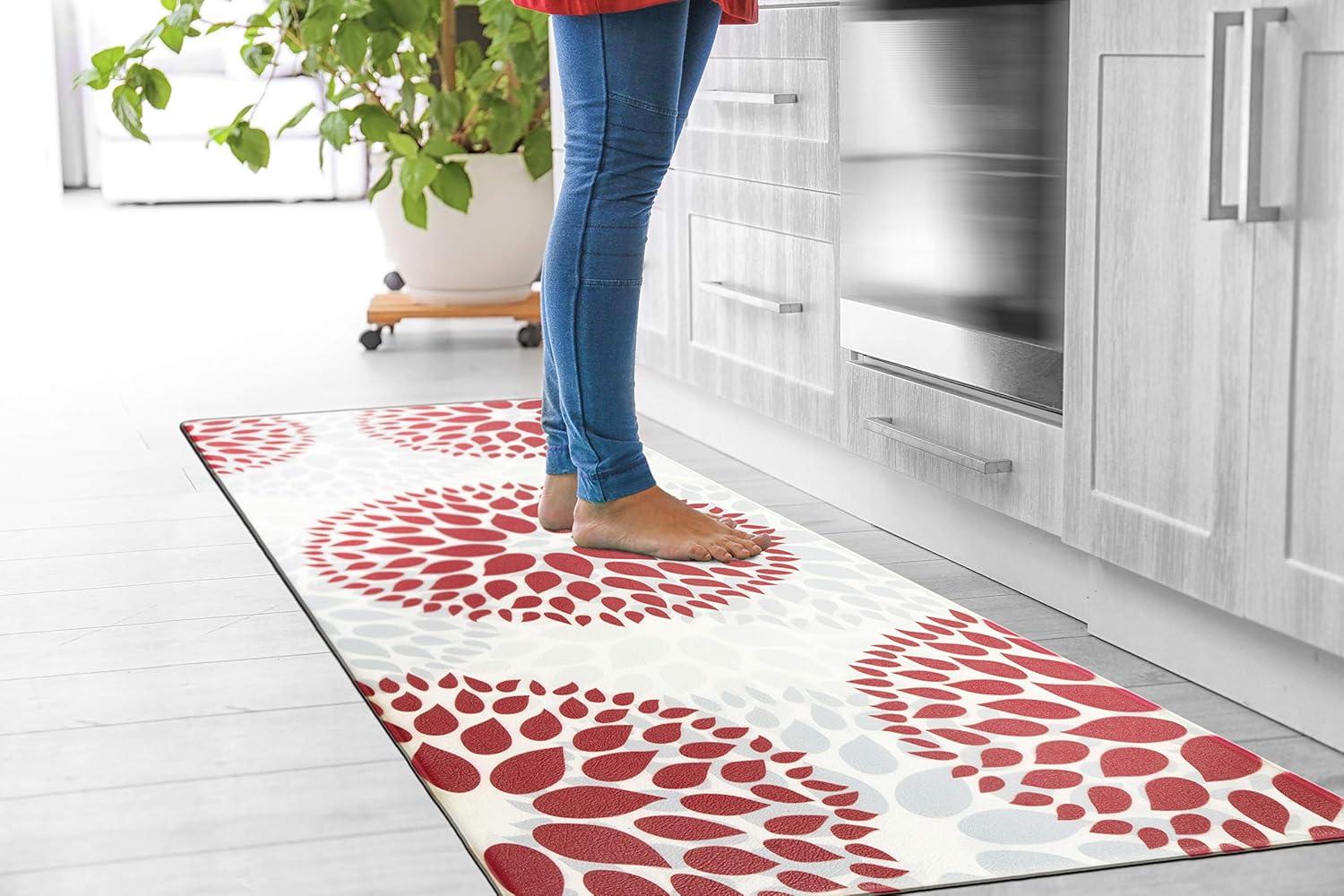 imageRugshop Modern Floral Circles Anti Fatigue Standing Mat 18quot x 47quot RedRed