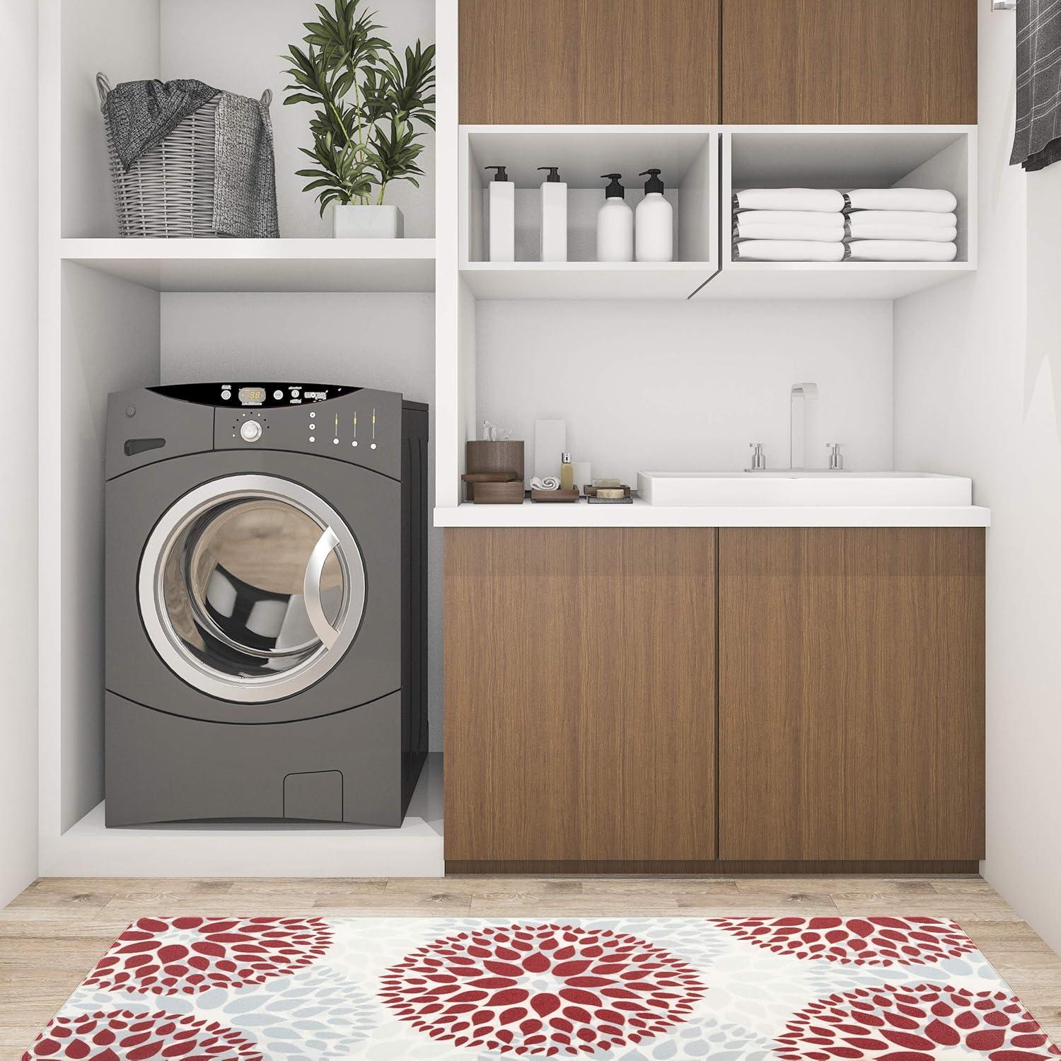 imageRugshop Modern Floral Circles Anti Fatigue Standing Mat 18quot x 47quot RedRed