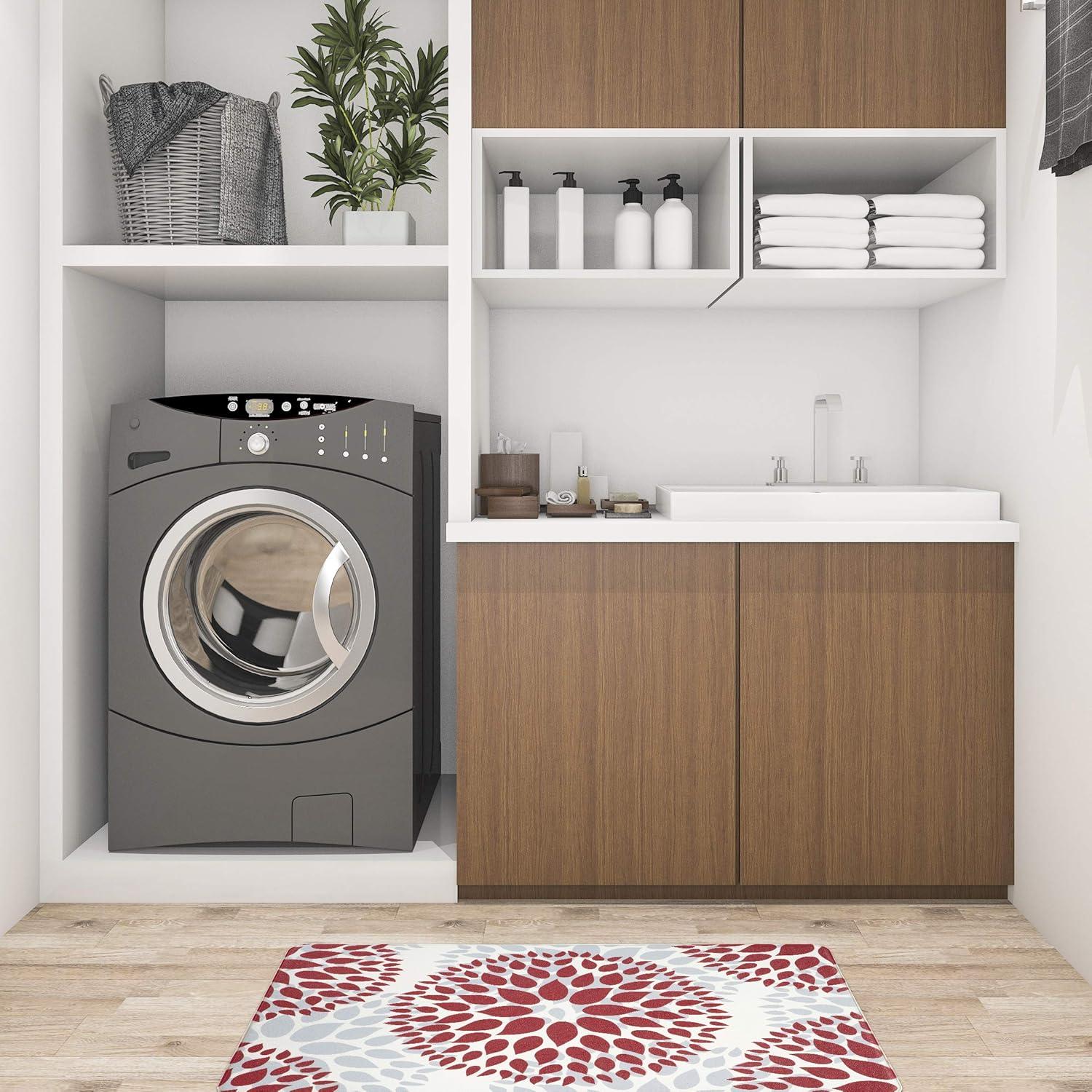 imageRugshop Modern Floral Circles Anti Fatigue Standing Mat 18quot x 47quot RedRed