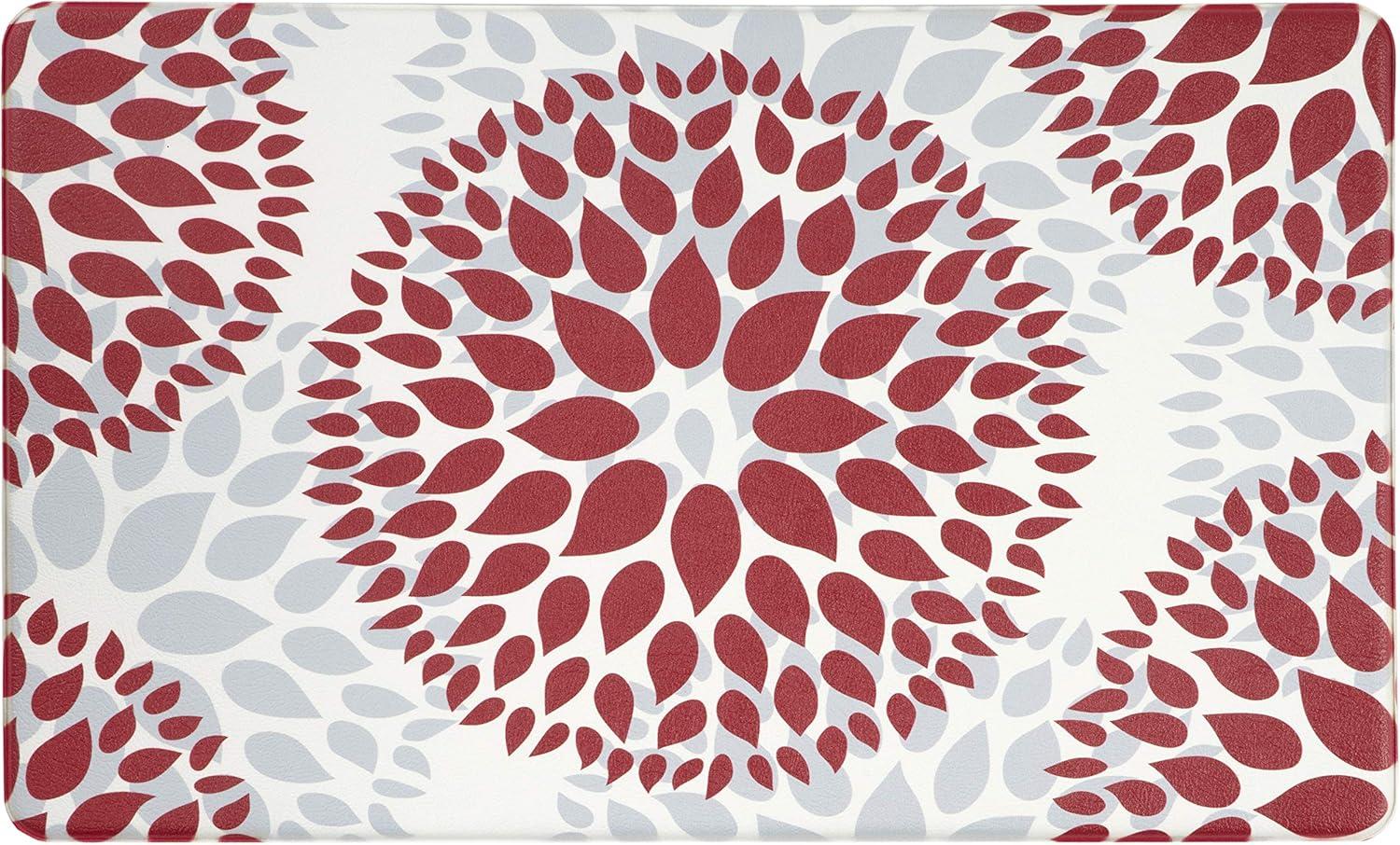 imageRugshop Modern Floral Circles Anti Fatigue Standing Mat 18quot x 47quot RedRed