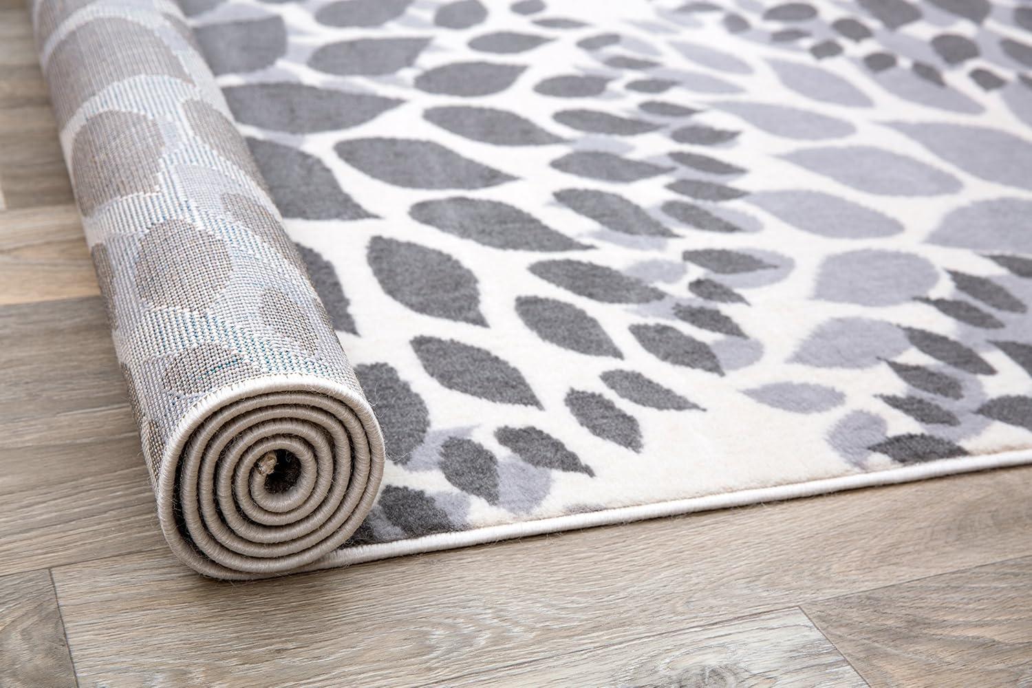 imageRugshop Modern Floral Circles Design Easy Cleaning for Living RoomBedroomHome OfficeKitchen Non Shedding Area Rug 5 x 7 BlueGrey