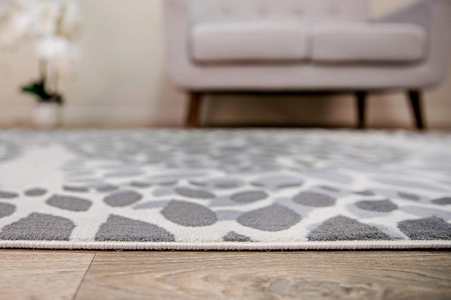 imageRugshop Modern Floral Circles Design Easy Cleaning for Living RoomBedroomHome OfficeKitchen Non Shedding Area Rug 5 x 7 BlueGrey