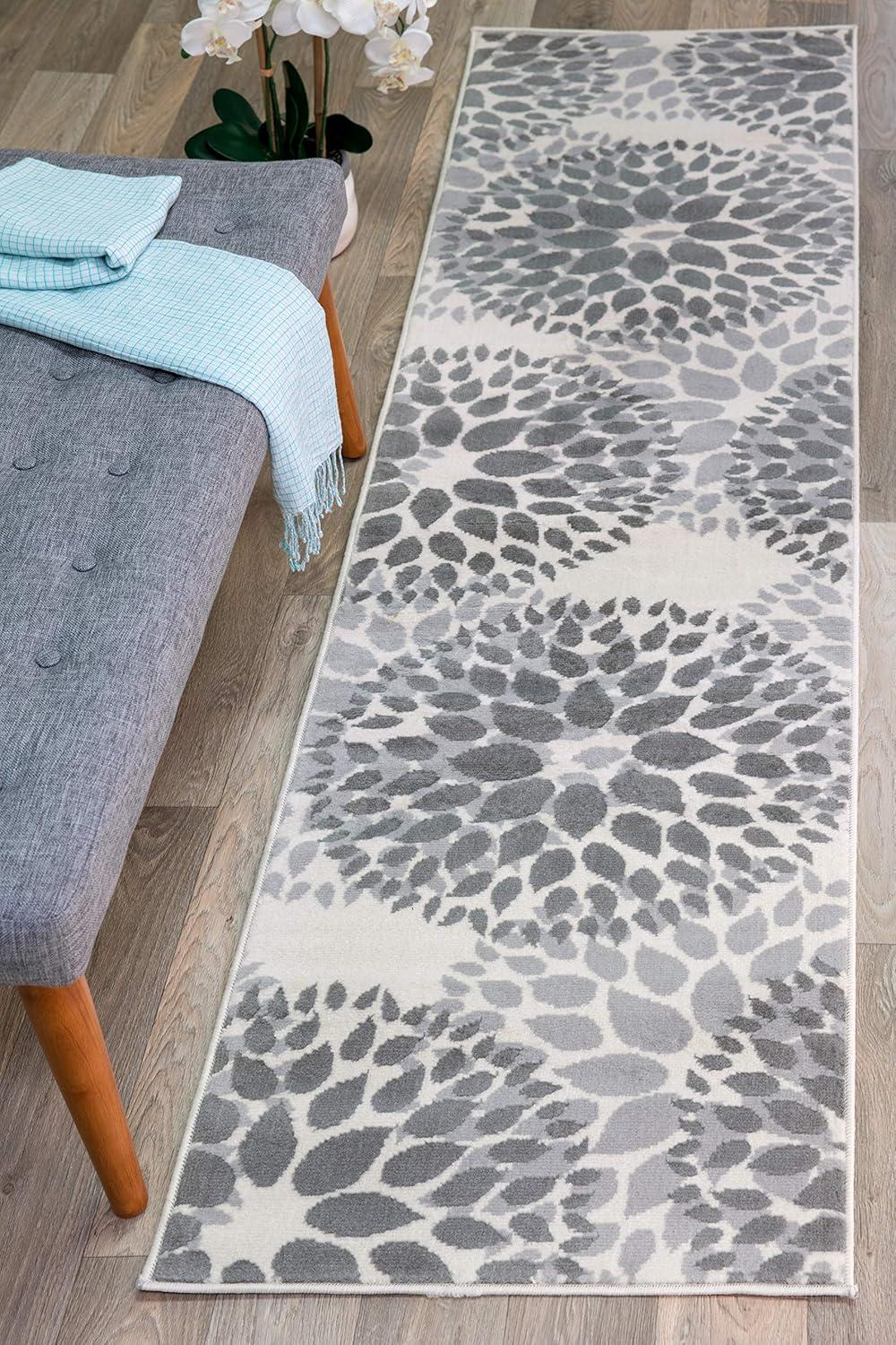 imageRugshop Modern Floral Circles Design Easy Cleaning for Living RoomBedroomHome OfficeKitchen Non Shedding Area Rug 5 x 7 BlueGrey