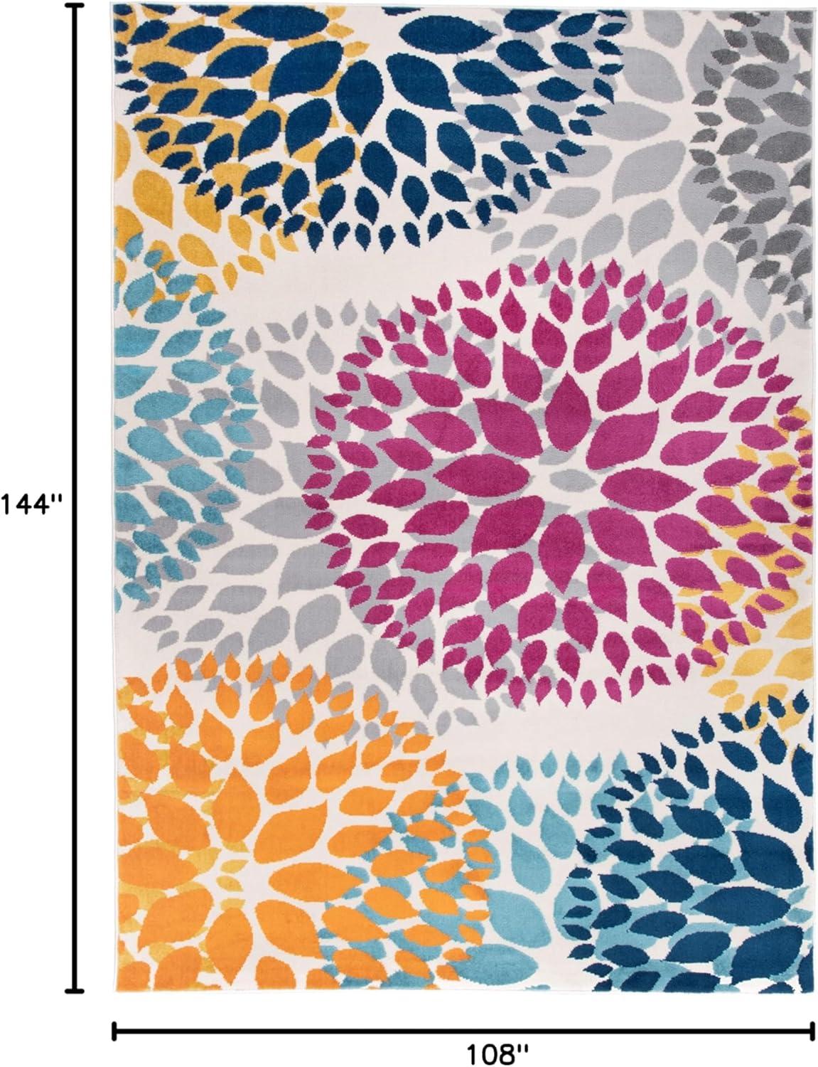 imageRugshop Modern Floral Circles Design Easy Cleaning for Living RoomBedroomHome OfficeKitchen Non Shedding Area Rug 5 x 7 BlueMulti Color