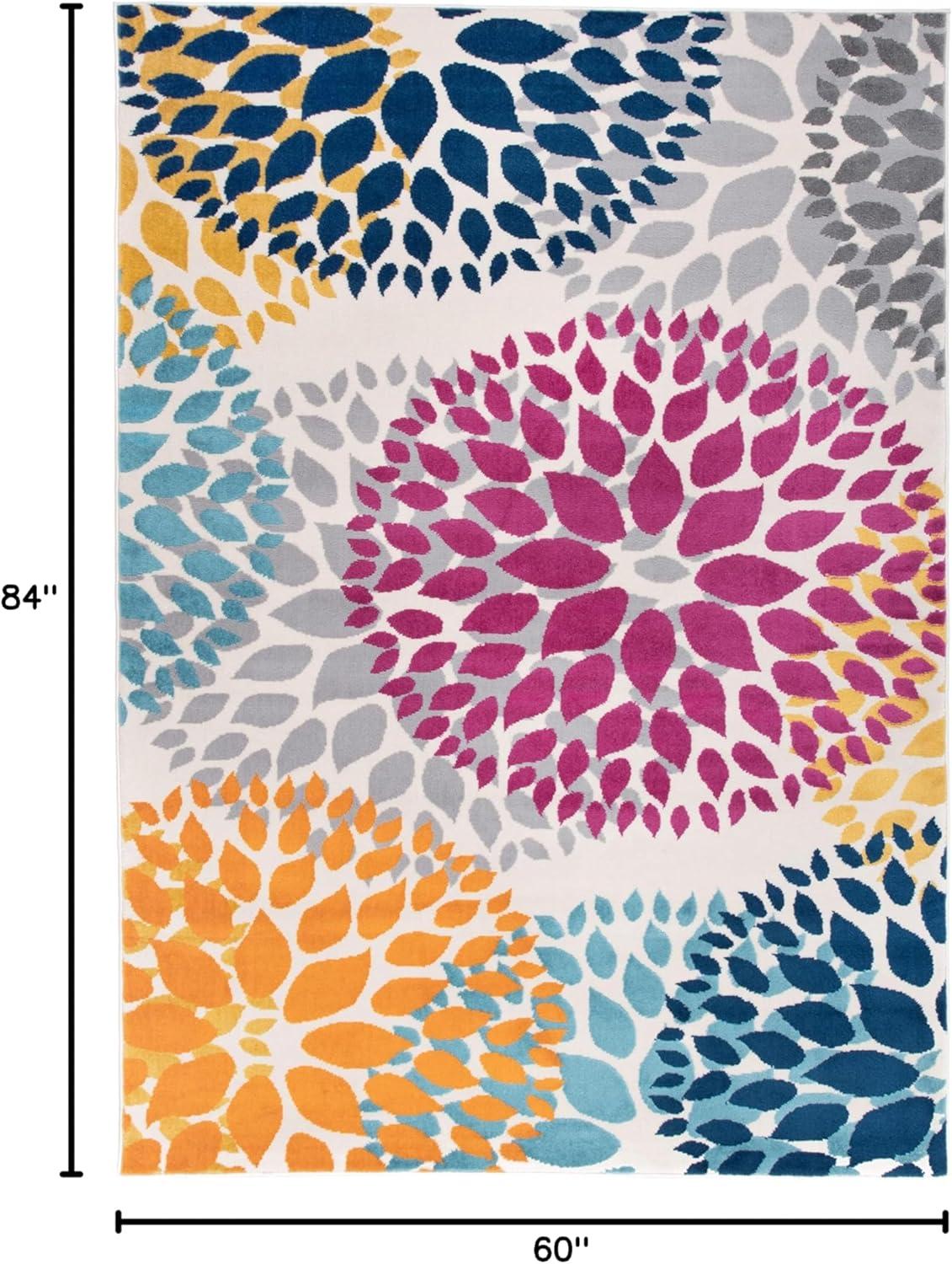 imageRugshop Modern Floral Circles Design Easy Cleaning for Living RoomBedroomHome OfficeKitchen Non Shedding Area Rug 5 x 7 BlueMulti Color