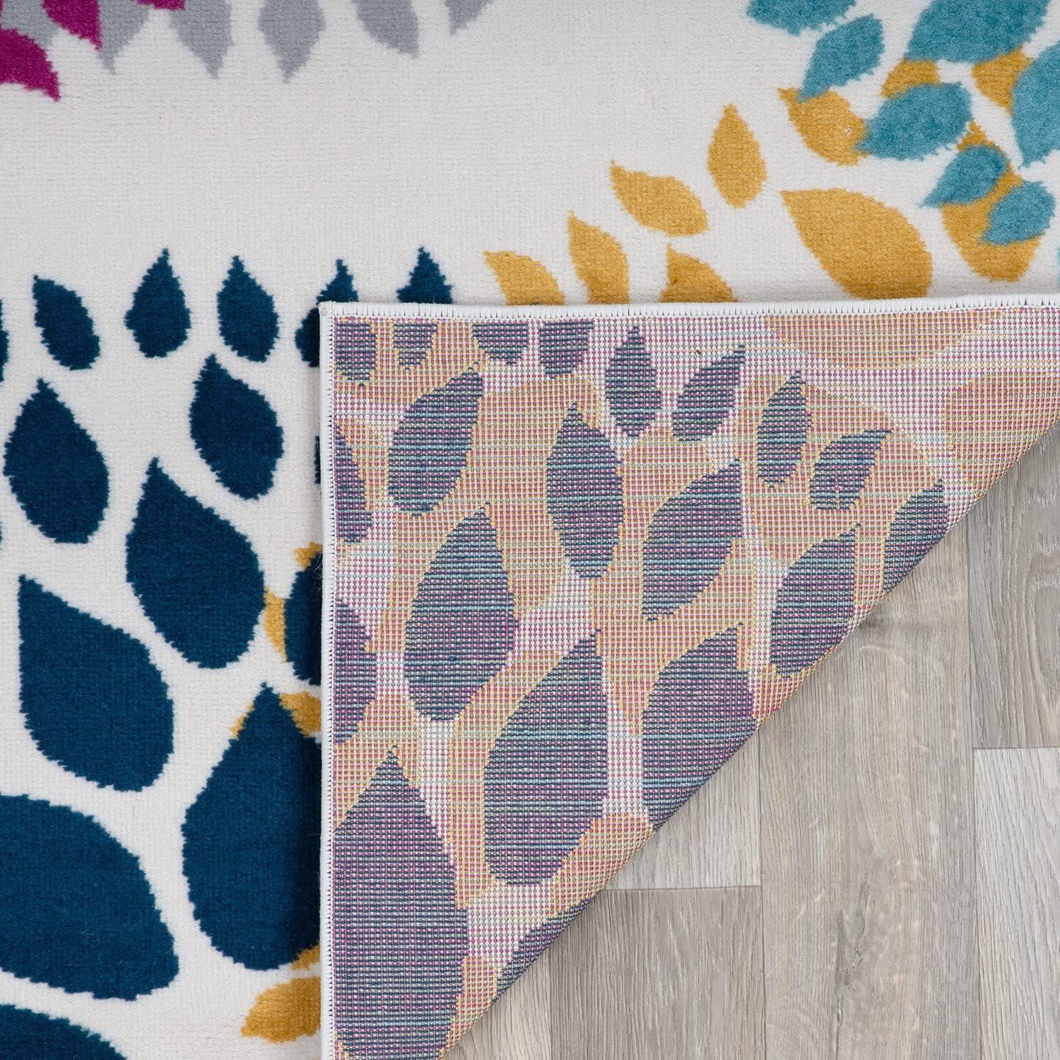 imageRugshop Modern Floral Circles Design Easy Cleaning for Living RoomBedroomHome OfficeKitchen Non Shedding Area Rug 5 x 7 BlueMulti Color