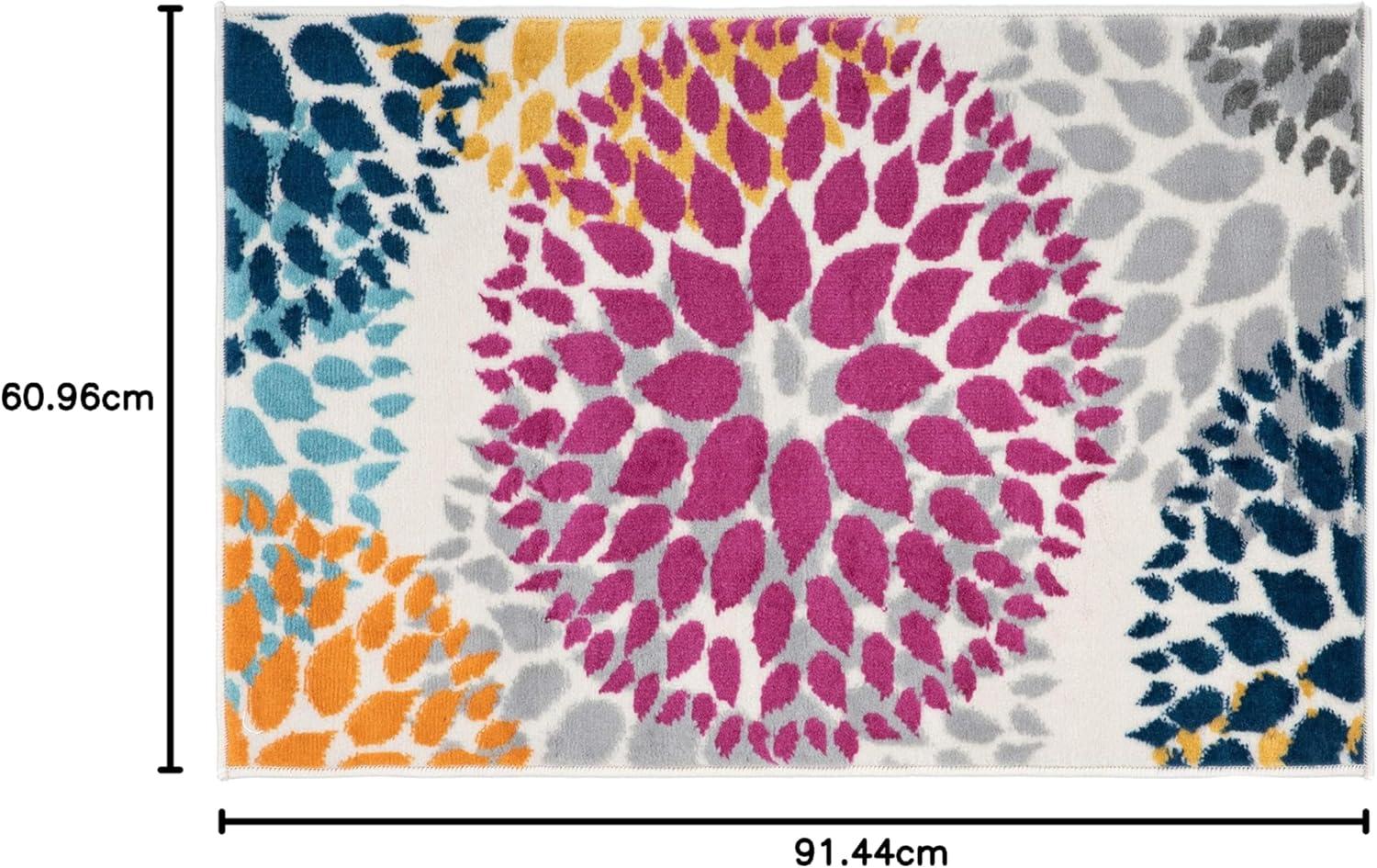 imageRugshop Modern Floral Circles Design Easy Cleaning for Living RoomBedroomHome OfficeKitchen Non Shedding Area Rug 5 x 7 BlueMulti Color